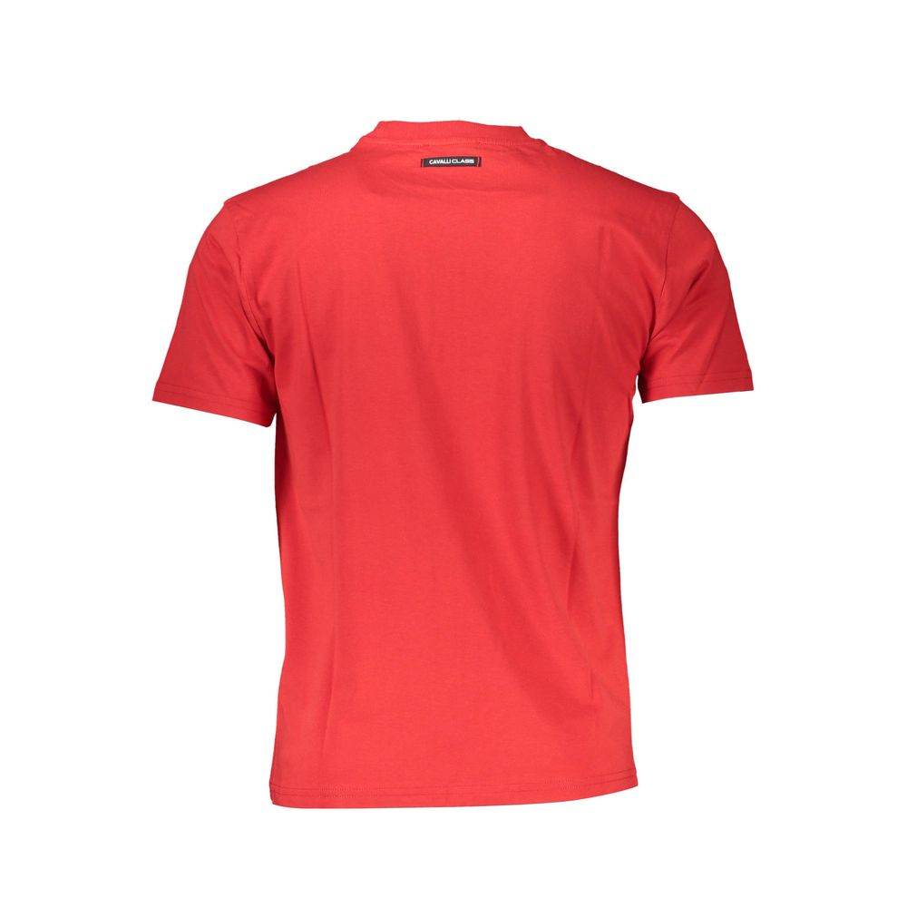 Cavalli Class Red Cotton Men T-Shirt - Hilstor
