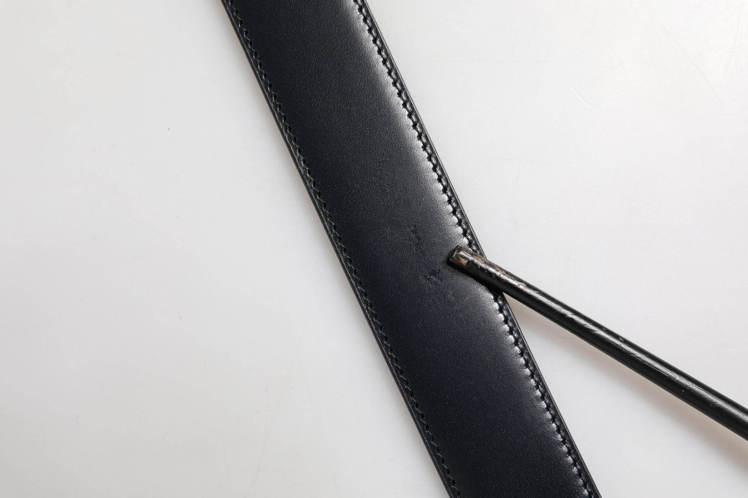 Dolce & Gabbana Black Blue Leather Gold Buckle Reversible Belt - Hilstor