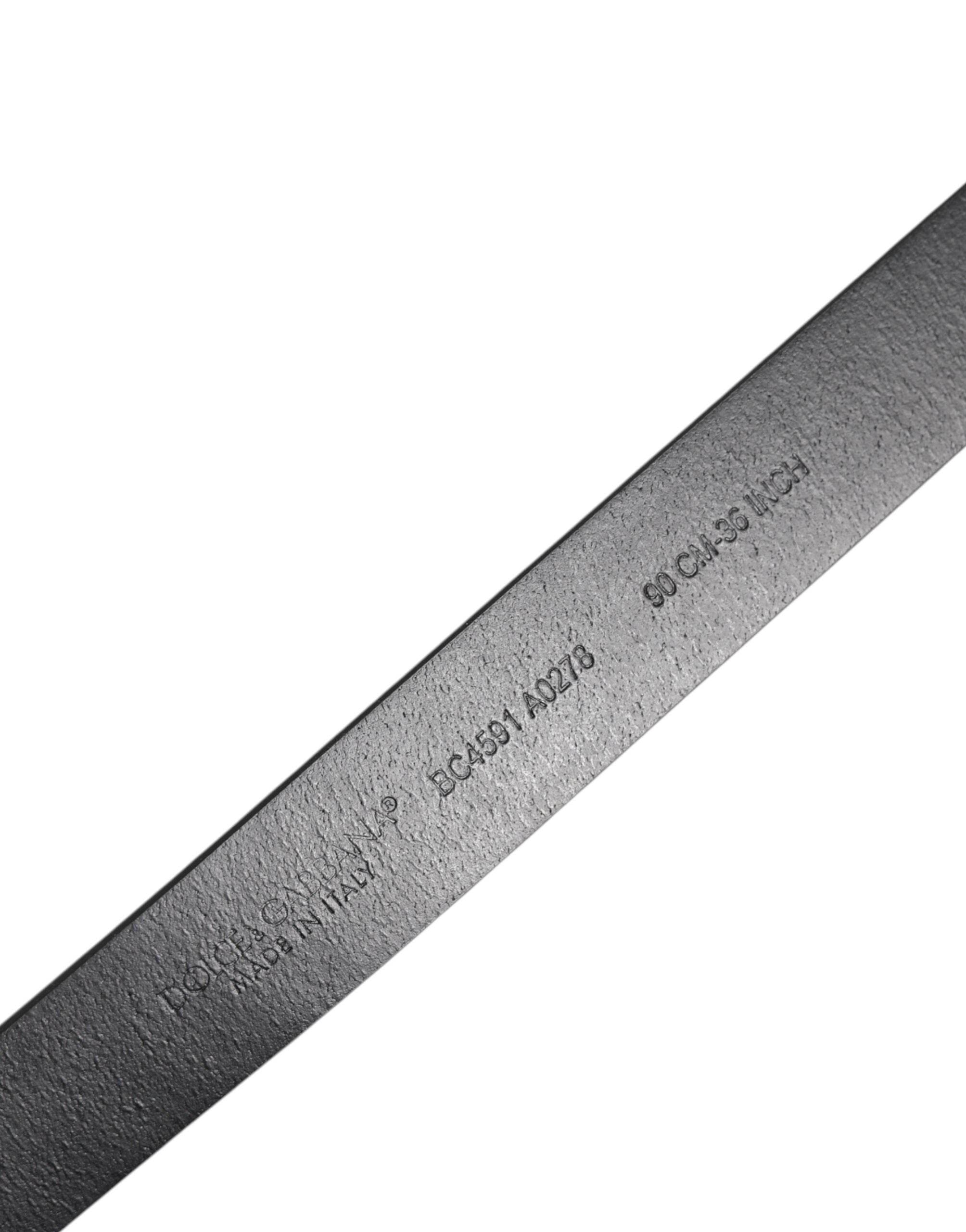 Dolce & Gabbana Brown Leather Gold Rectangle Buckle Belt - Hilstor