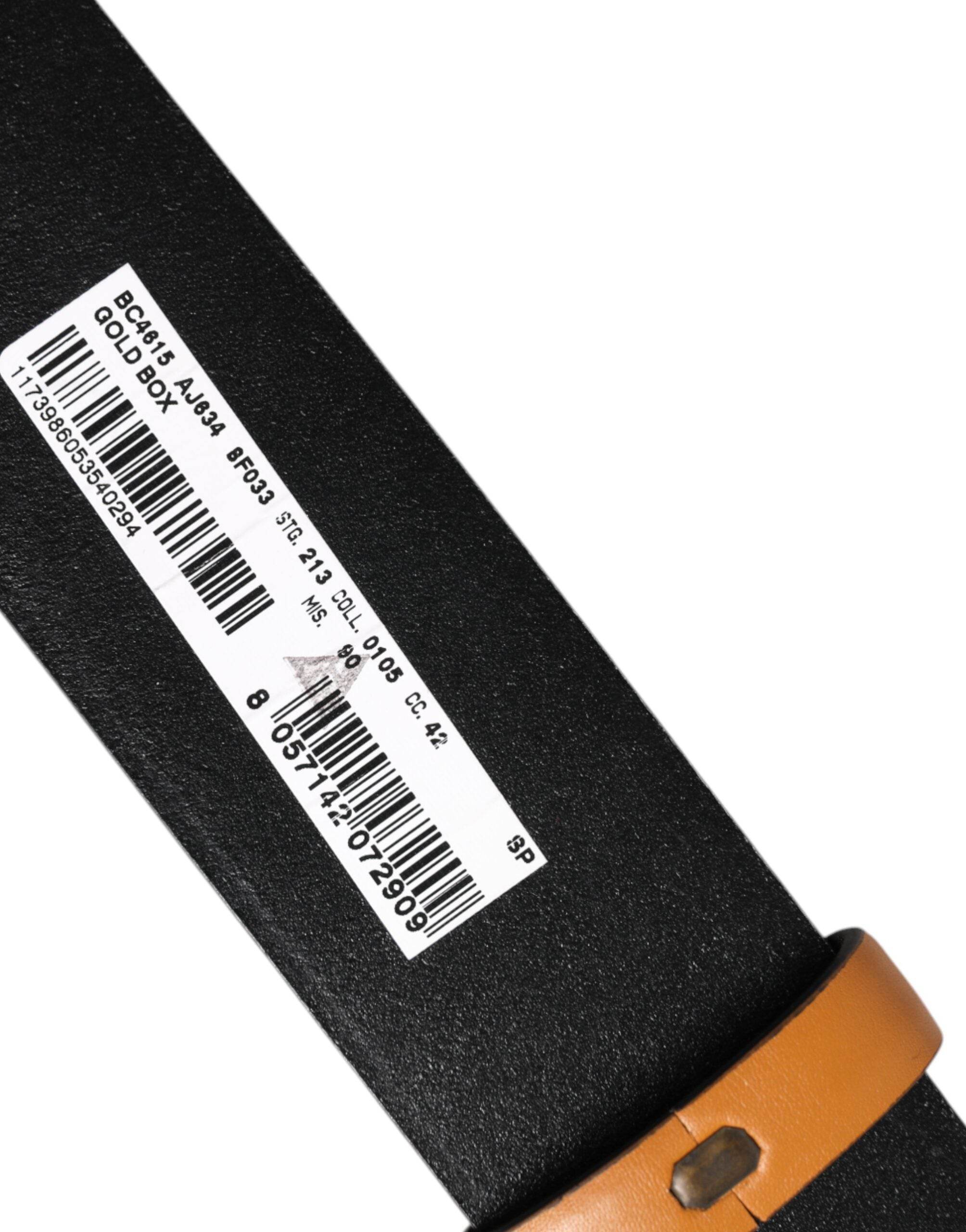 Dolce & Gabbana Brown Leather Buckle DG Logo Embossed Belt - Hilstor