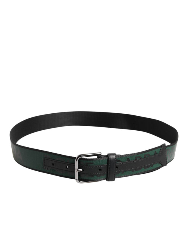 Dolce & Gabbana Green Black Polyester DG Logo Buckle Belt - Hilstor