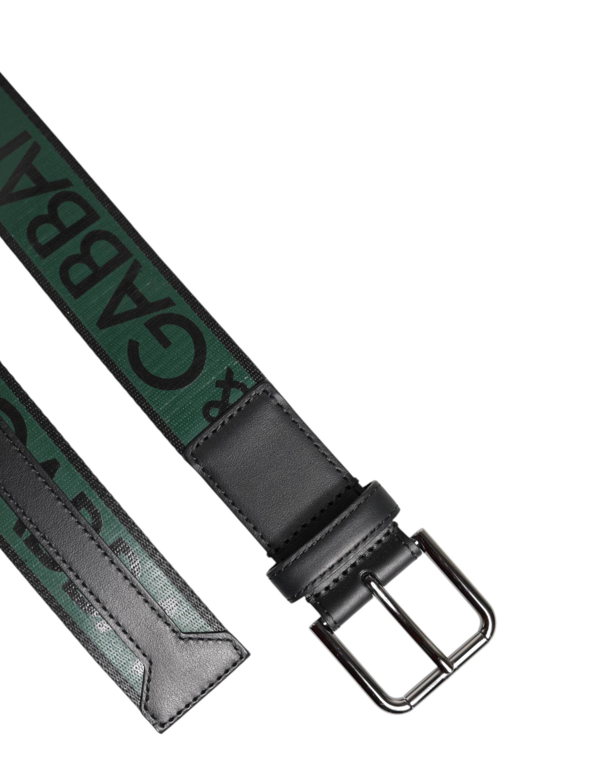 Dolce & Gabbana Green Black Polyester DG Logo Buckle Belt - Hilstor