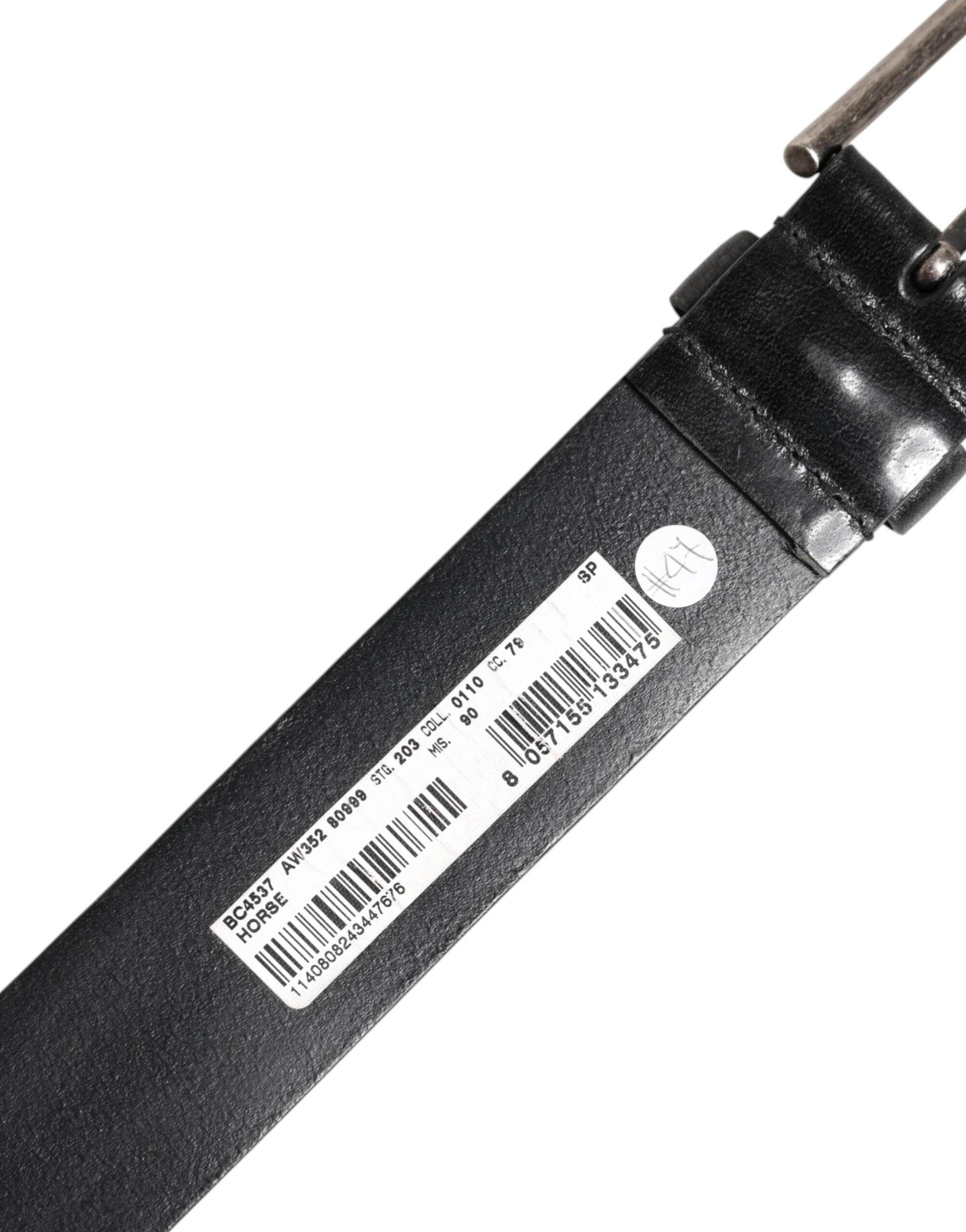 Dolce & Gabbana Black Classic Leather Metal Buckle Belt - Hilstor