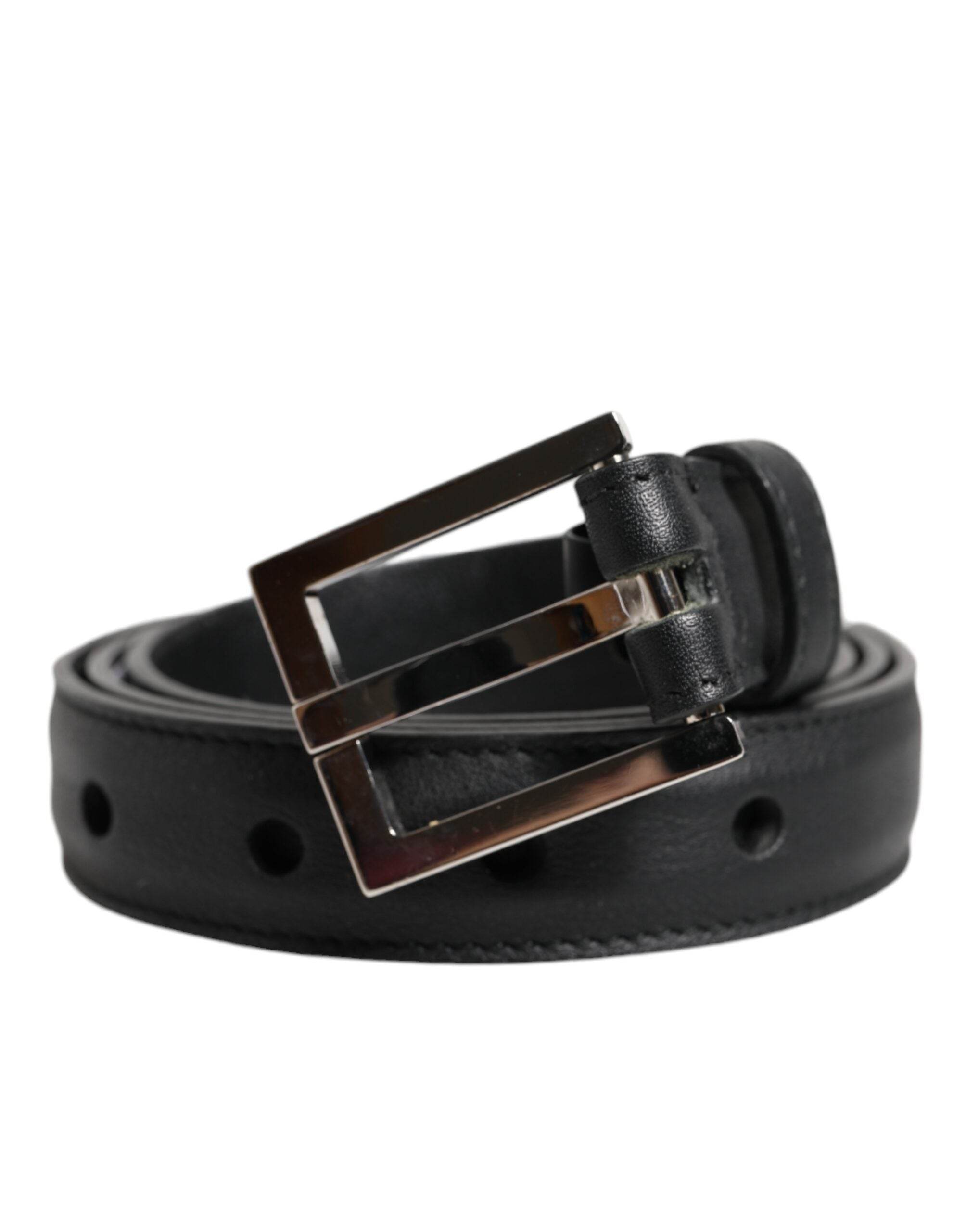 Dolce & Gabbana Black Classic Calfskin Leather Buckle Belt - Hilstor