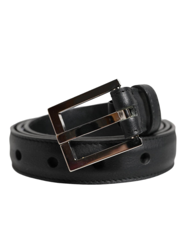 Dolce & Gabbana Black Classic Calfskin Leather Buckle Belt - Hilstor