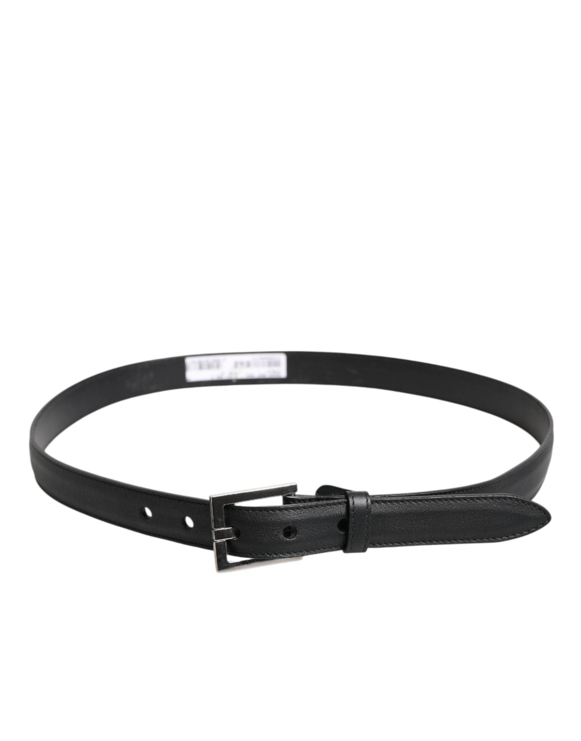 Dolce & Gabbana Black Classic Calfskin Leather Buckle Belt - Hilstor