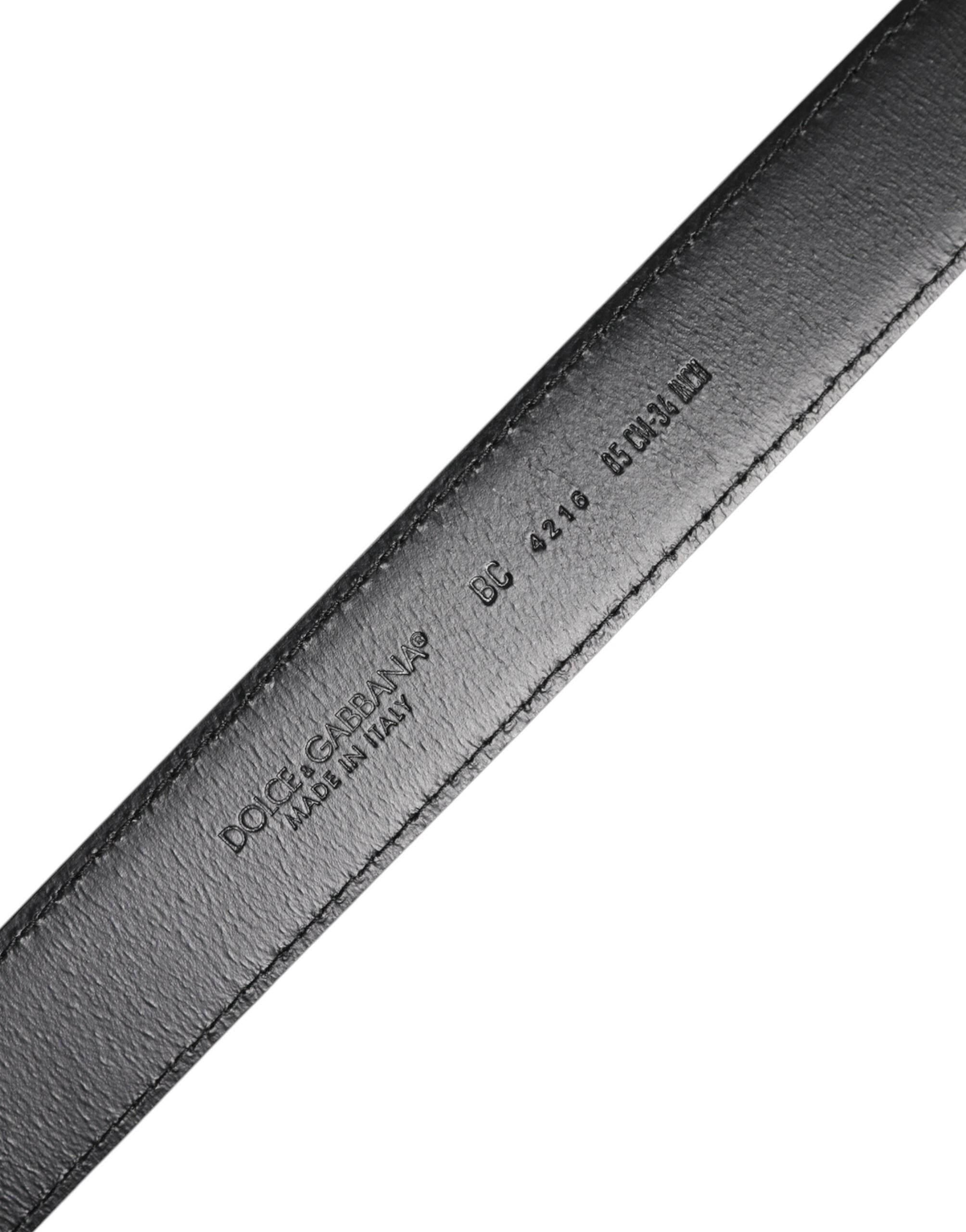 Dolce & Gabbana Brown Classic Calf Leather Silver Buckle Belt - Hilstor