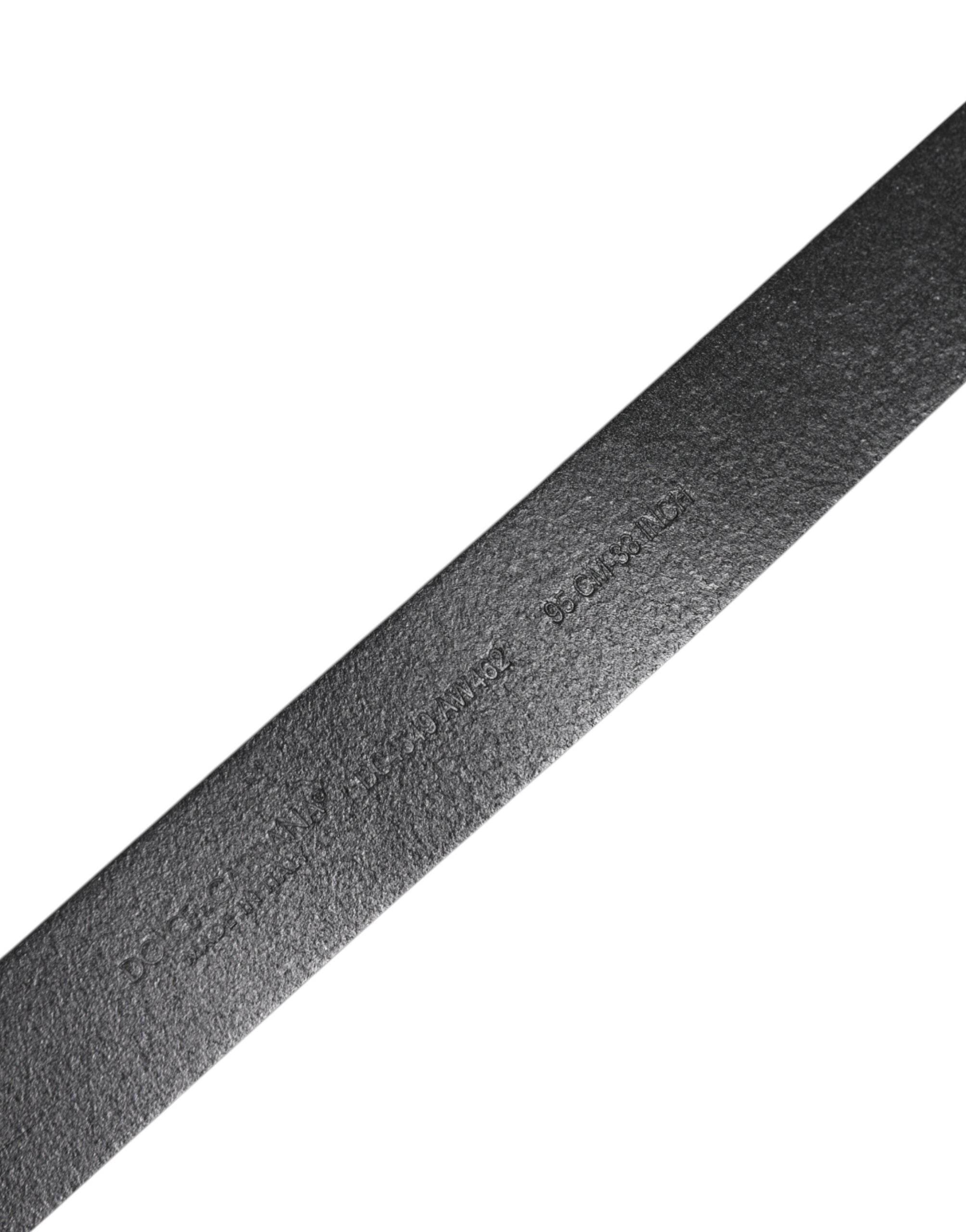 Dolce & Gabbana Black Classic Leather Metal Buckle Belt - Hilstor