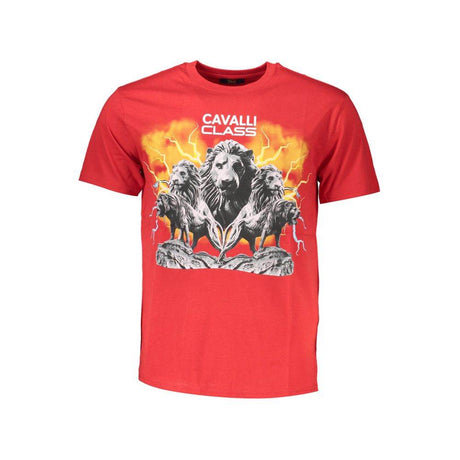 Cavalli Class Red Cotton Men T-Shirt - Hilstor