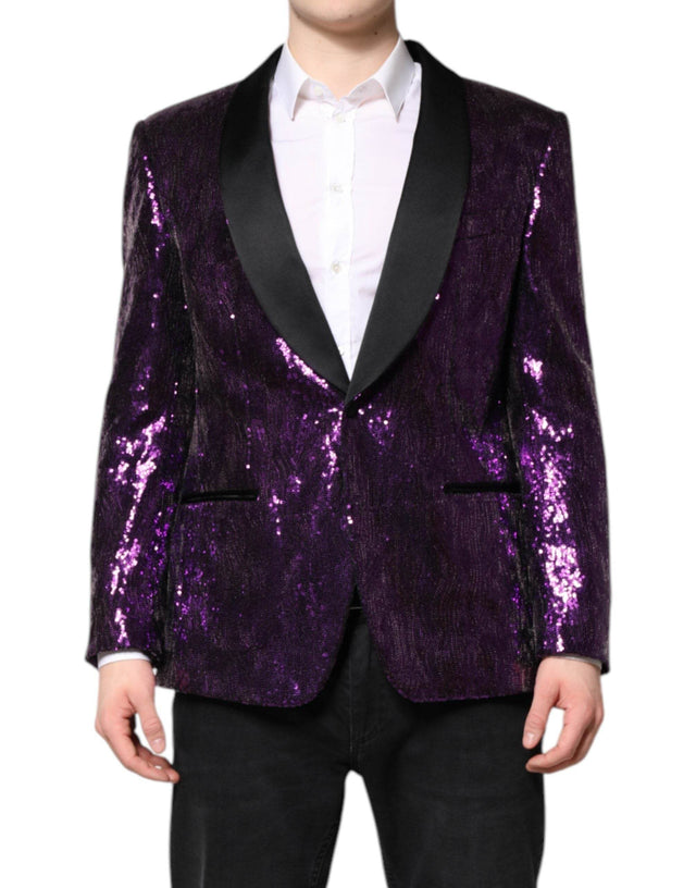 Dolce & Gabbana Purple SICILIA Sequin Embellish Coat Jacket - Hilstor
