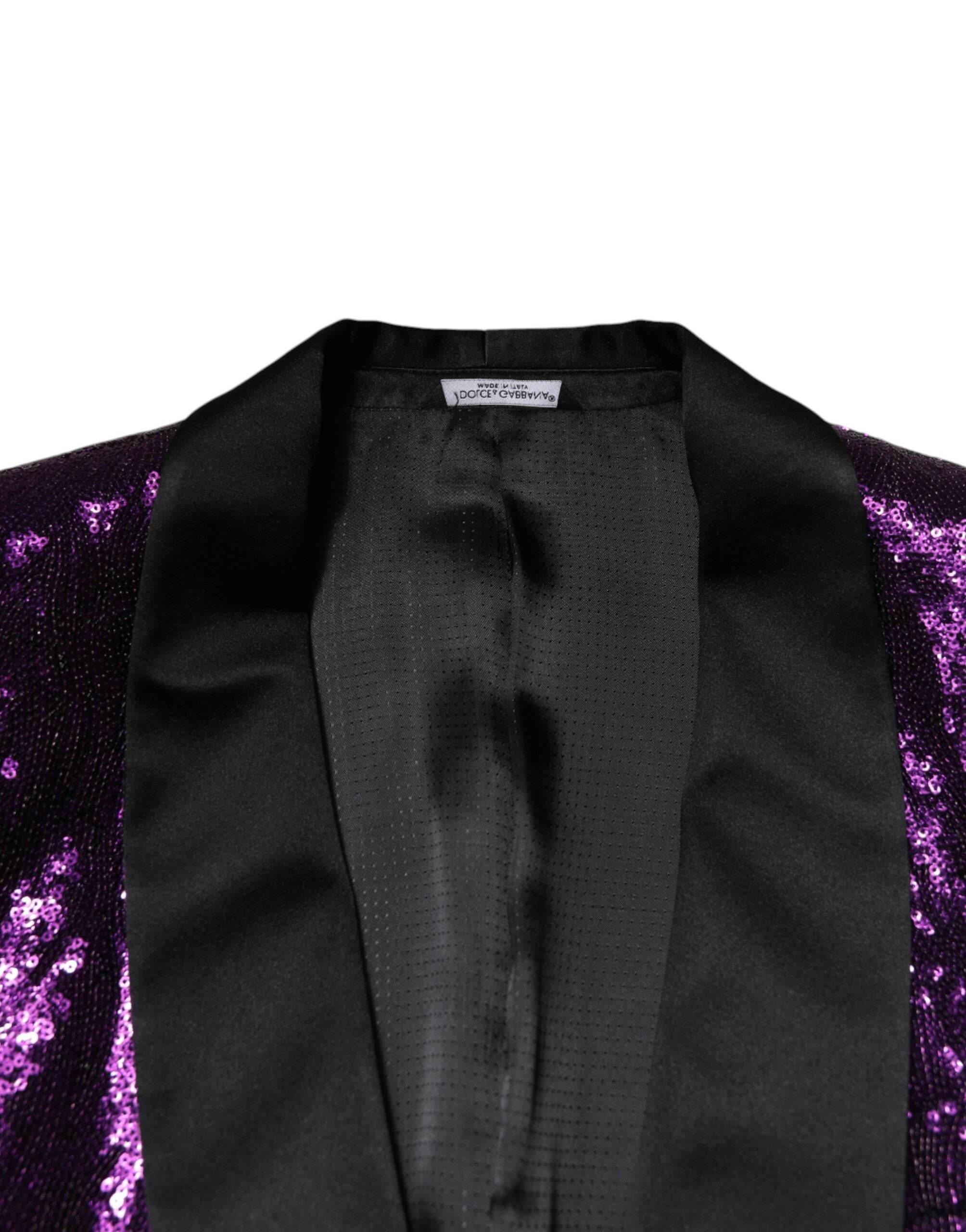Dolce & Gabbana Purple SICILIA Sequin Embellish Coat Jacket - Hilstor