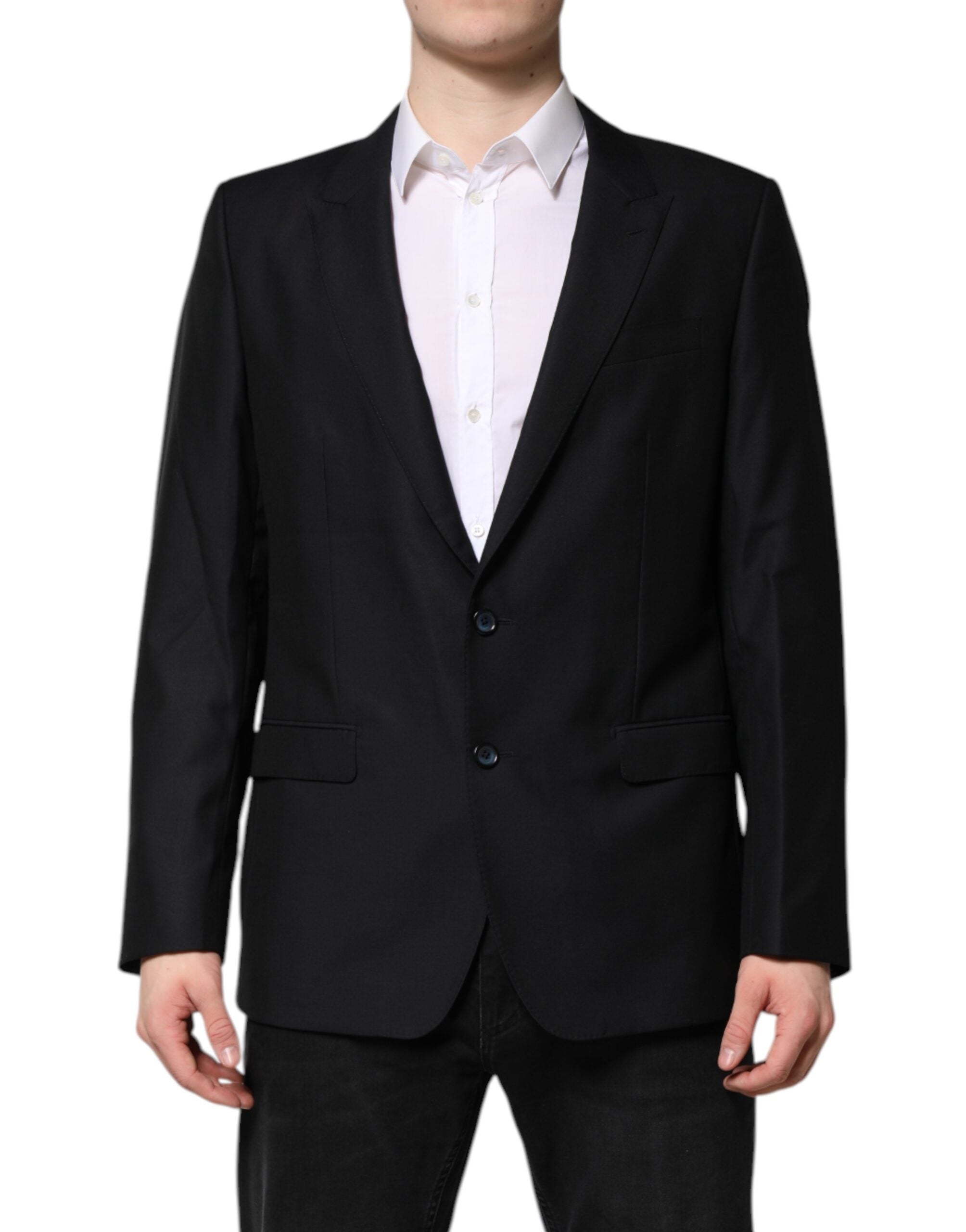Dolce &amp; Gabbana Mørkeblå MARTINI Uldblazer Frakkejakke