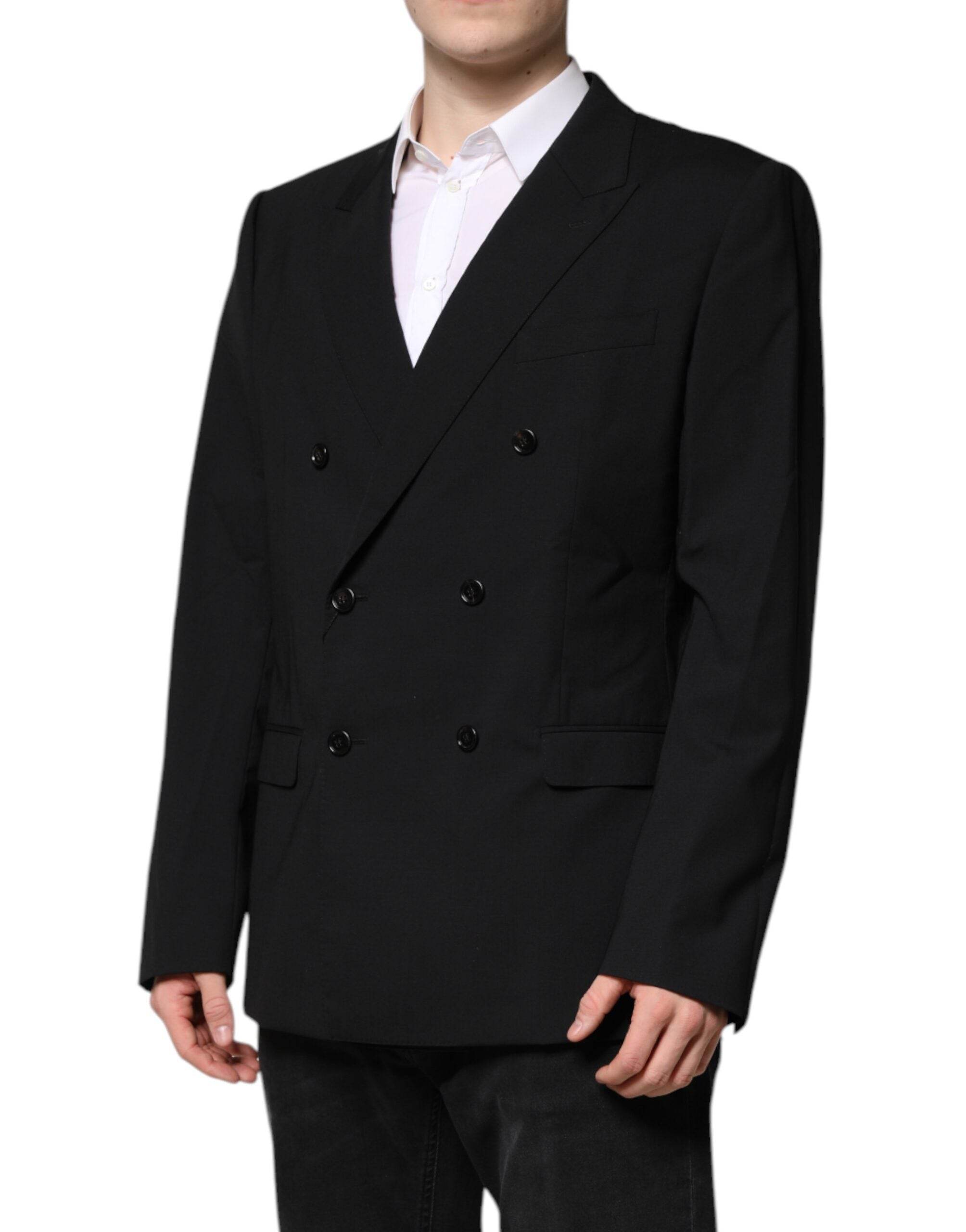 Dolce & Gabbana Black MARTINI Double Breasted Suit Jacket - Hilstor