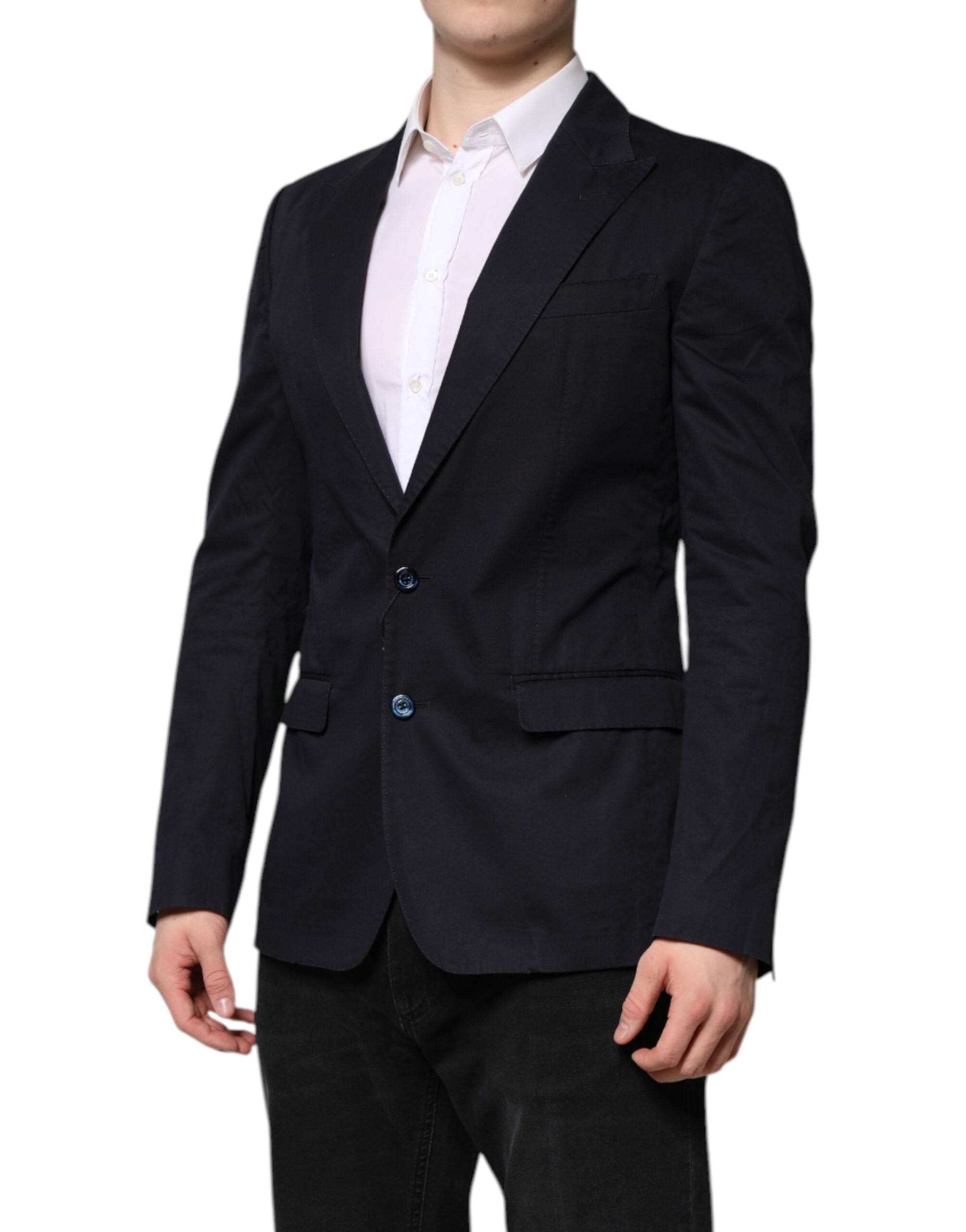 Dolce & Gabbana Dark Blue TAORMINA Cotton Blazer Suit Jacket - Hilstor