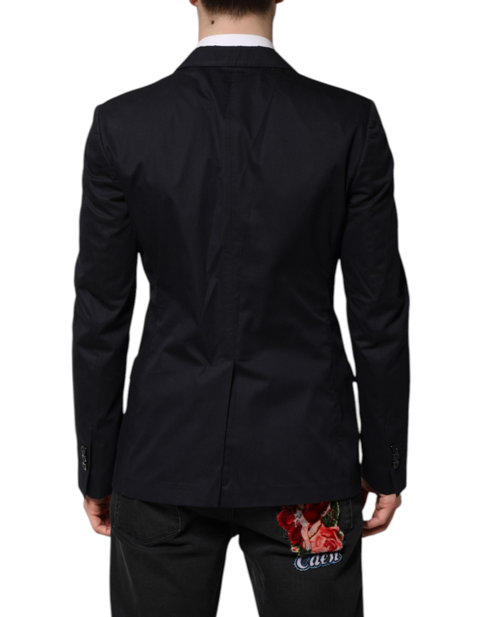 Dolce &amp; Gabbana Mørkeblå TAORMINA Bomuldsblazer Jakkesæt