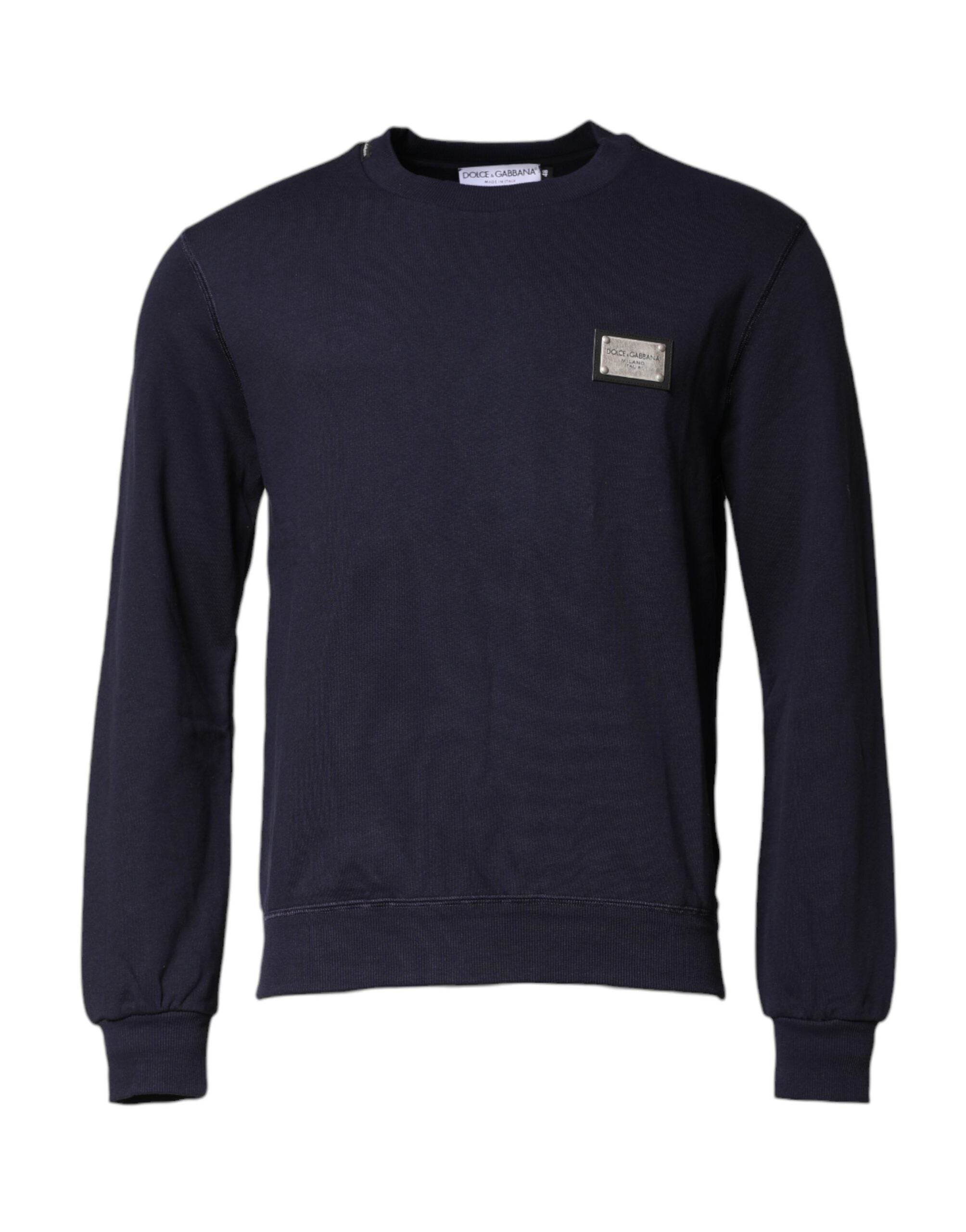 Dolce & Gabbana Dark Blue Logo Crew Neck Pullover Sweater - Hilstor