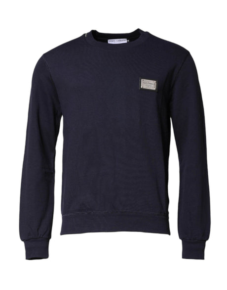 Dolce & Gabbana Dark Blue Logo Crew Neck Pullover Sweater - Hilstor