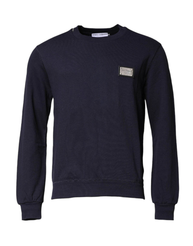 Dolce & Gabbana Dark Blue Logo Crew Neck Pullover Sweater - Hilstor