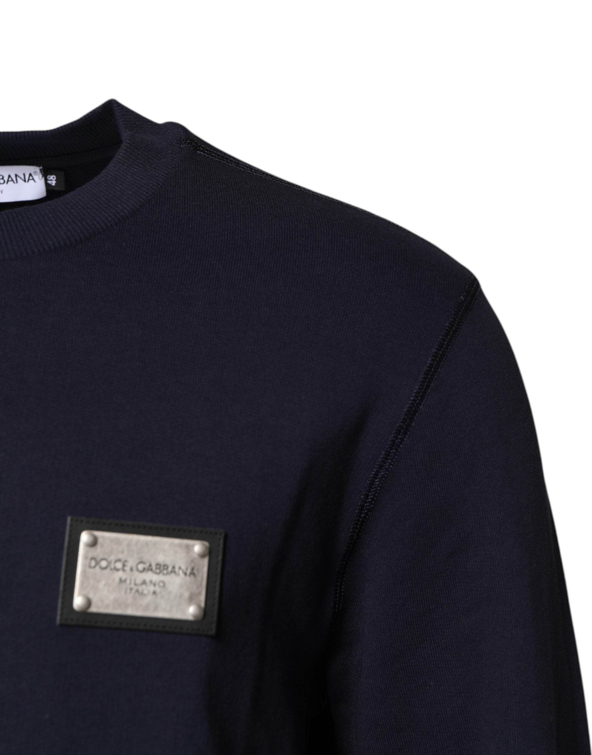 Dolce & Gabbana Dark Blue Logo Crew Neck Pullover Sweater - Hilstor