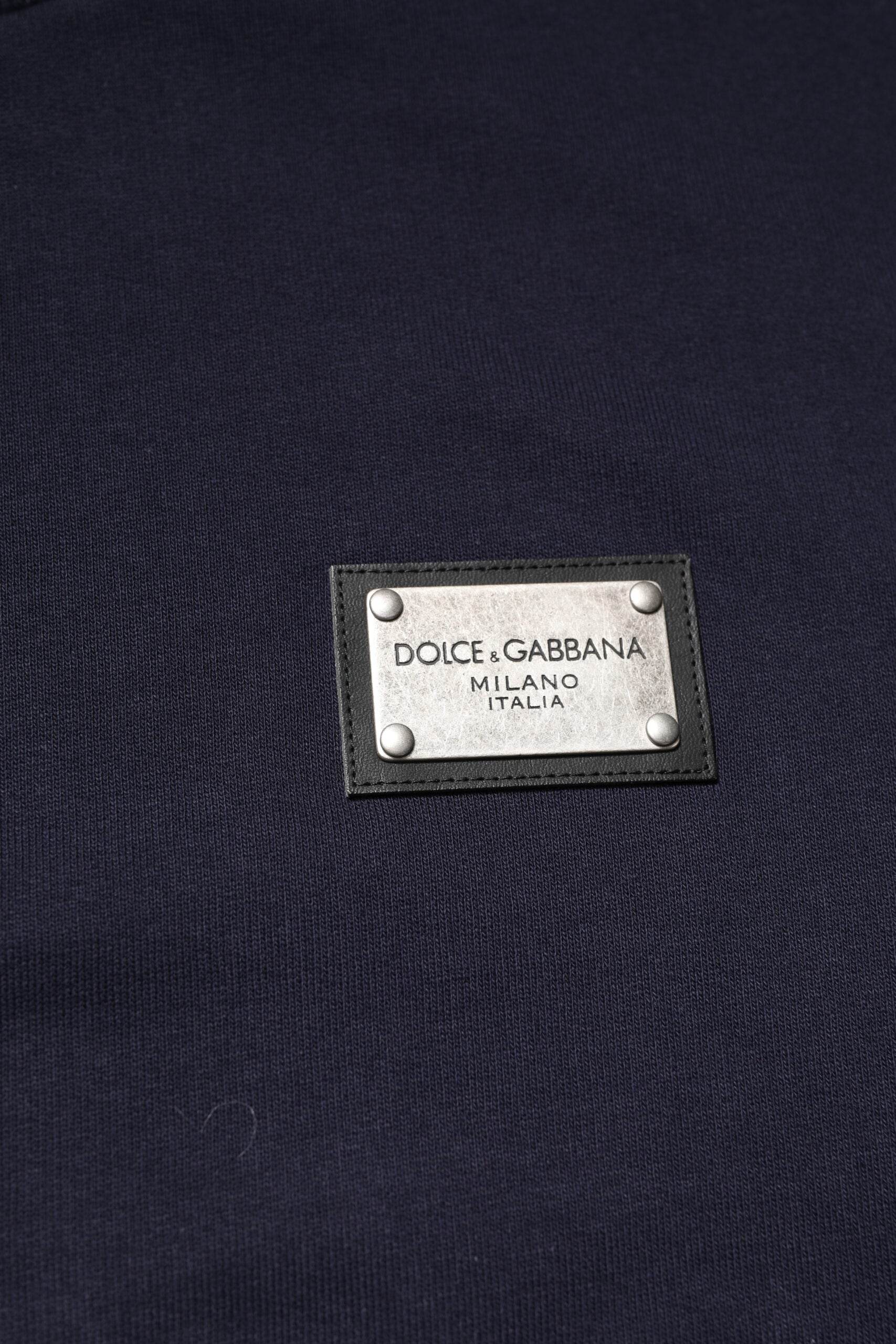 Dolce & Gabbana Dark Blue Logo Crew Neck Pullover Sweater - Hilstor