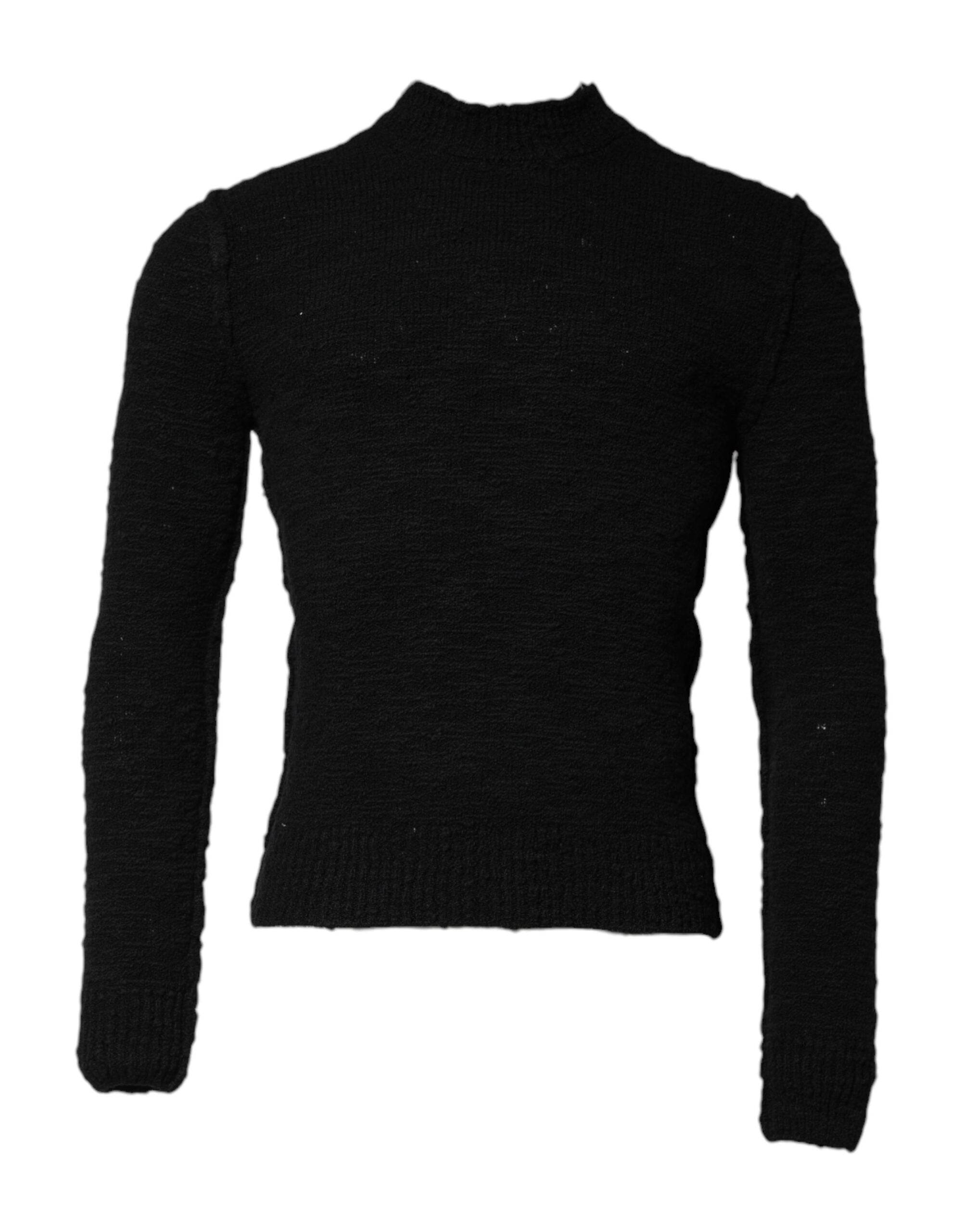 Dolce & Gabbana Black Wool Knit Crew Neck Pullover Sweater - Hilstor