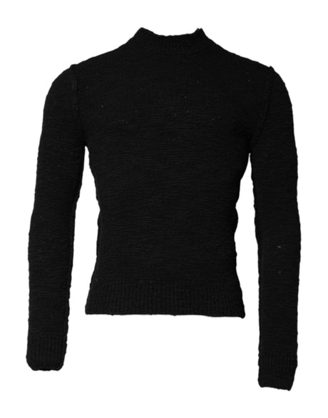 Dolce & Gabbana Black Wool Knit Crew Neck Pullover Sweater - Hilstor