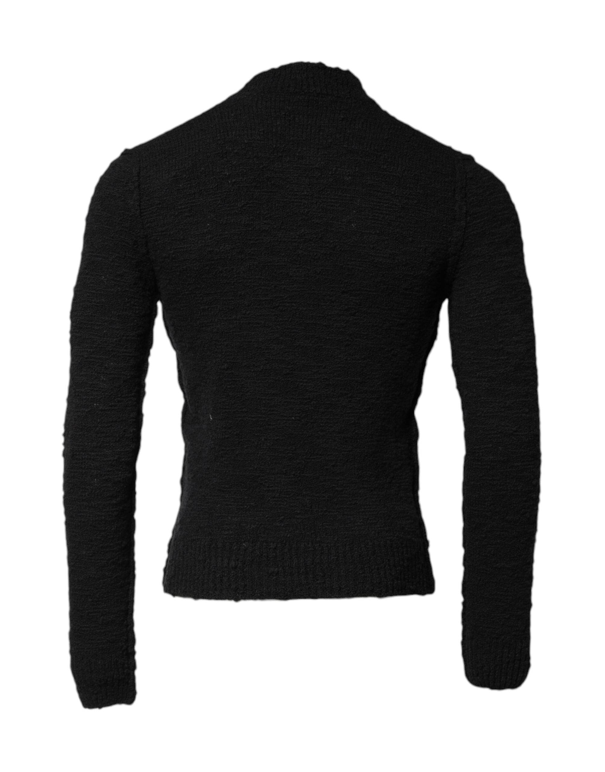 Dolce & Gabbana Black Wool Knit Crew Neck Pullover Sweater - Hilstor