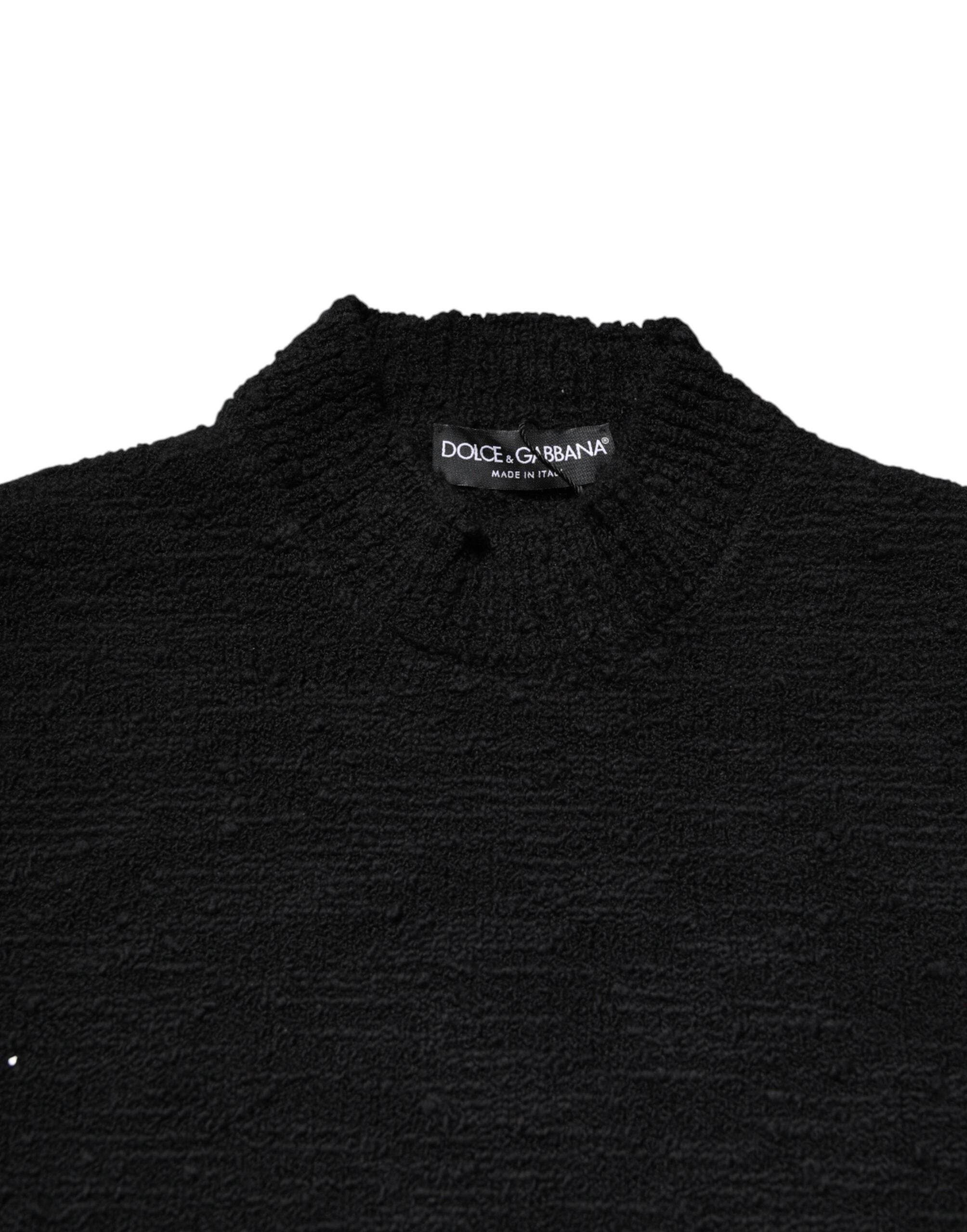 Dolce & Gabbana Black Wool Knit Crew Neck Pullover Sweater - Hilstor
