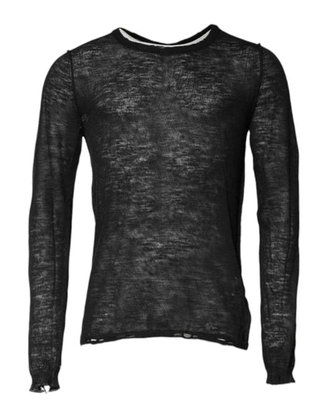 Dolce & Gabbana Black Polyester Crew Neck Pullover Sweater - Hilstor