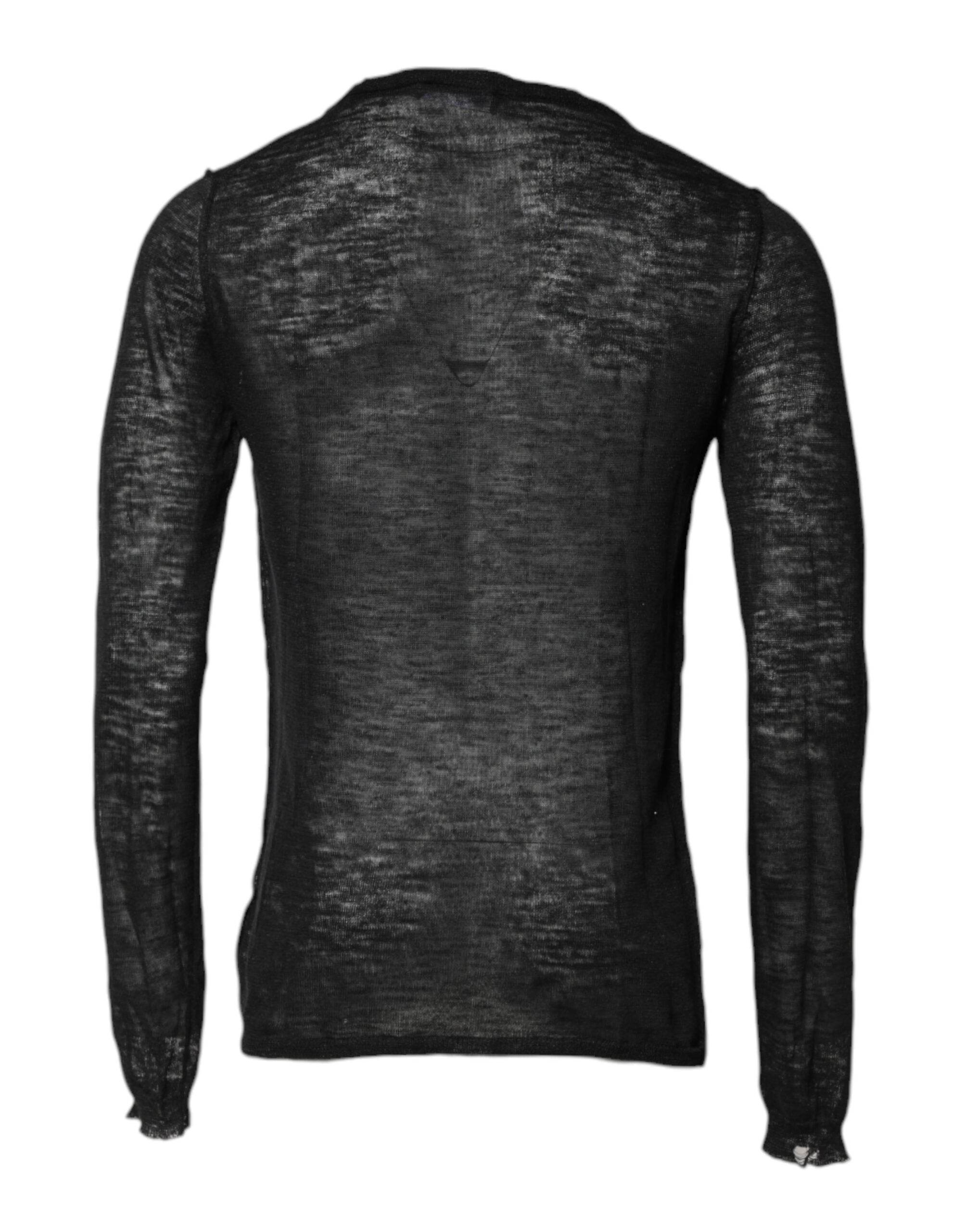 Dolce & Gabbana Black Polyester Crew Neck Pullover Sweater - Hilstor
