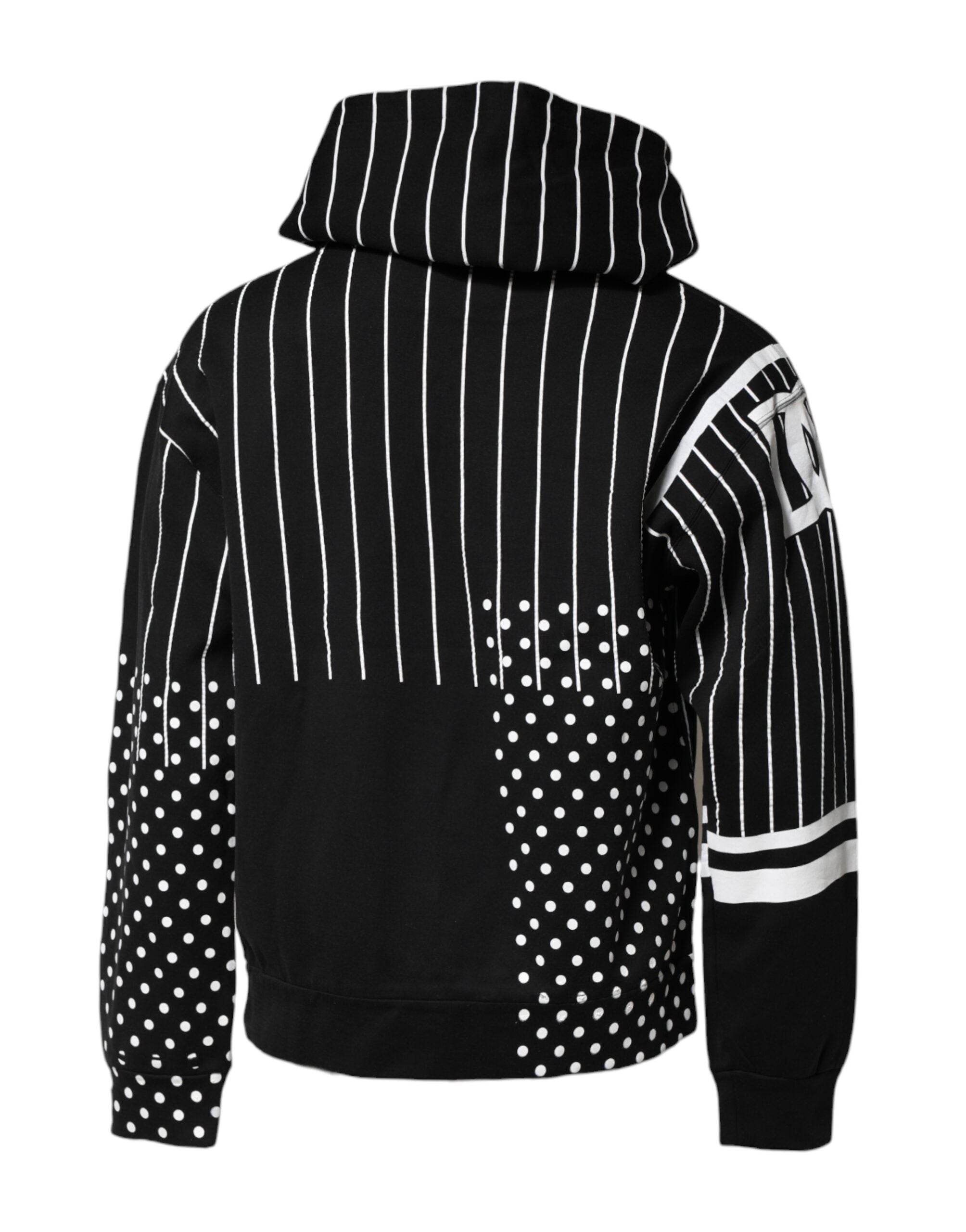 Dolce & Gabbana Black White Stripe Hooded Sweatshirt Sweater - Hilstor