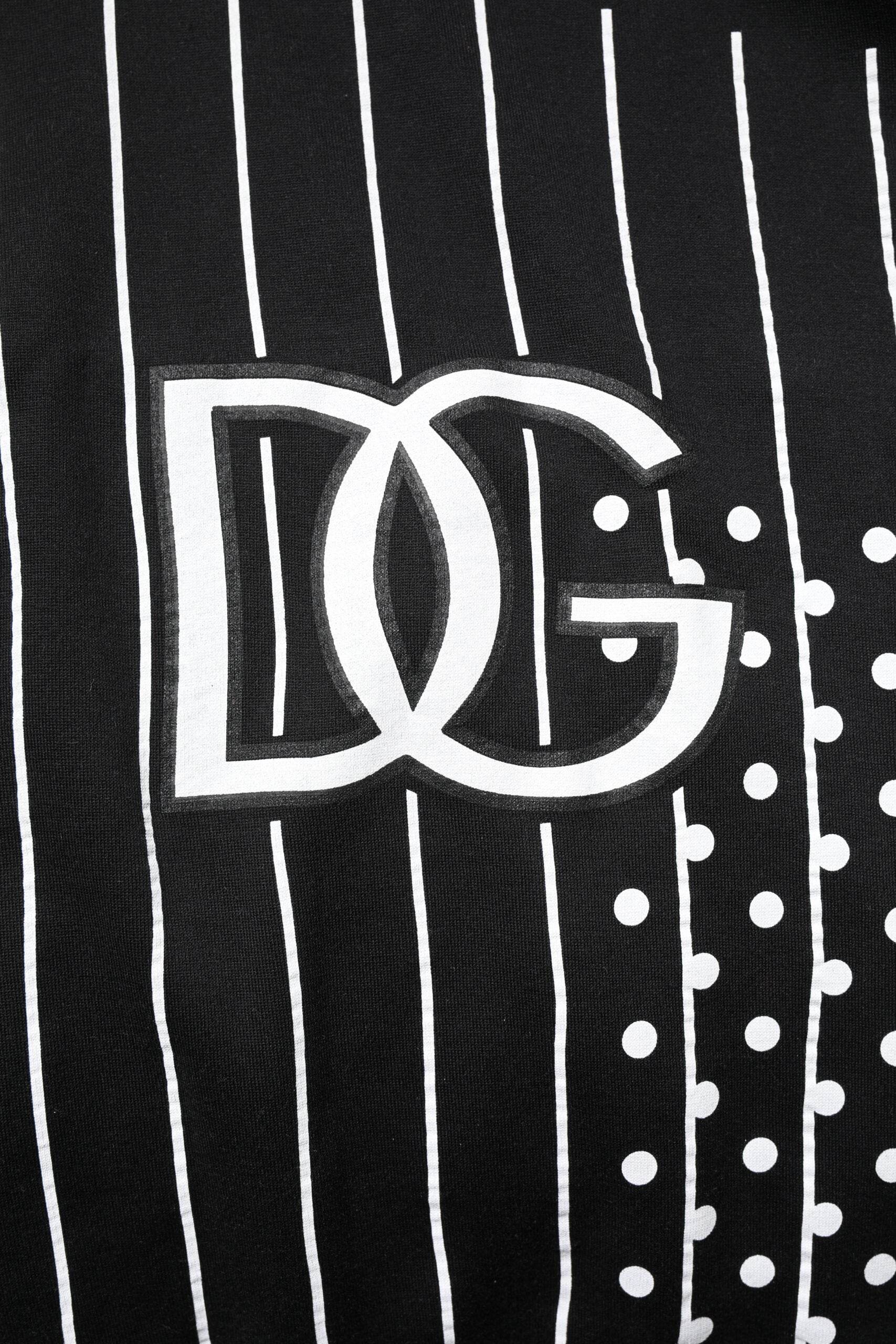 Dolce & Gabbana Black White Stripe Hooded Sweatshirt Sweater - Hilstor