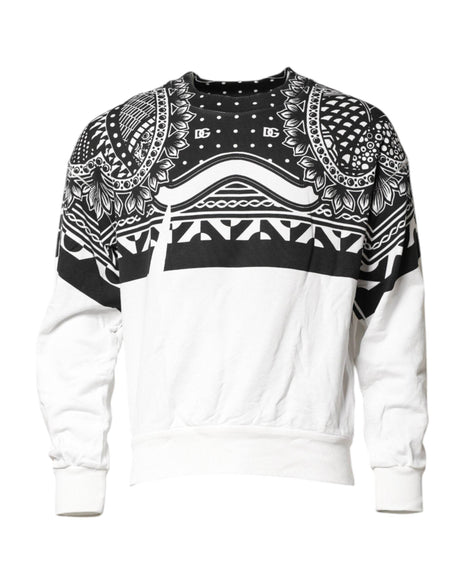 Dolce & Gabbana Black White Bandana Cotton Men Sweatshirt Sweater - Hilstor