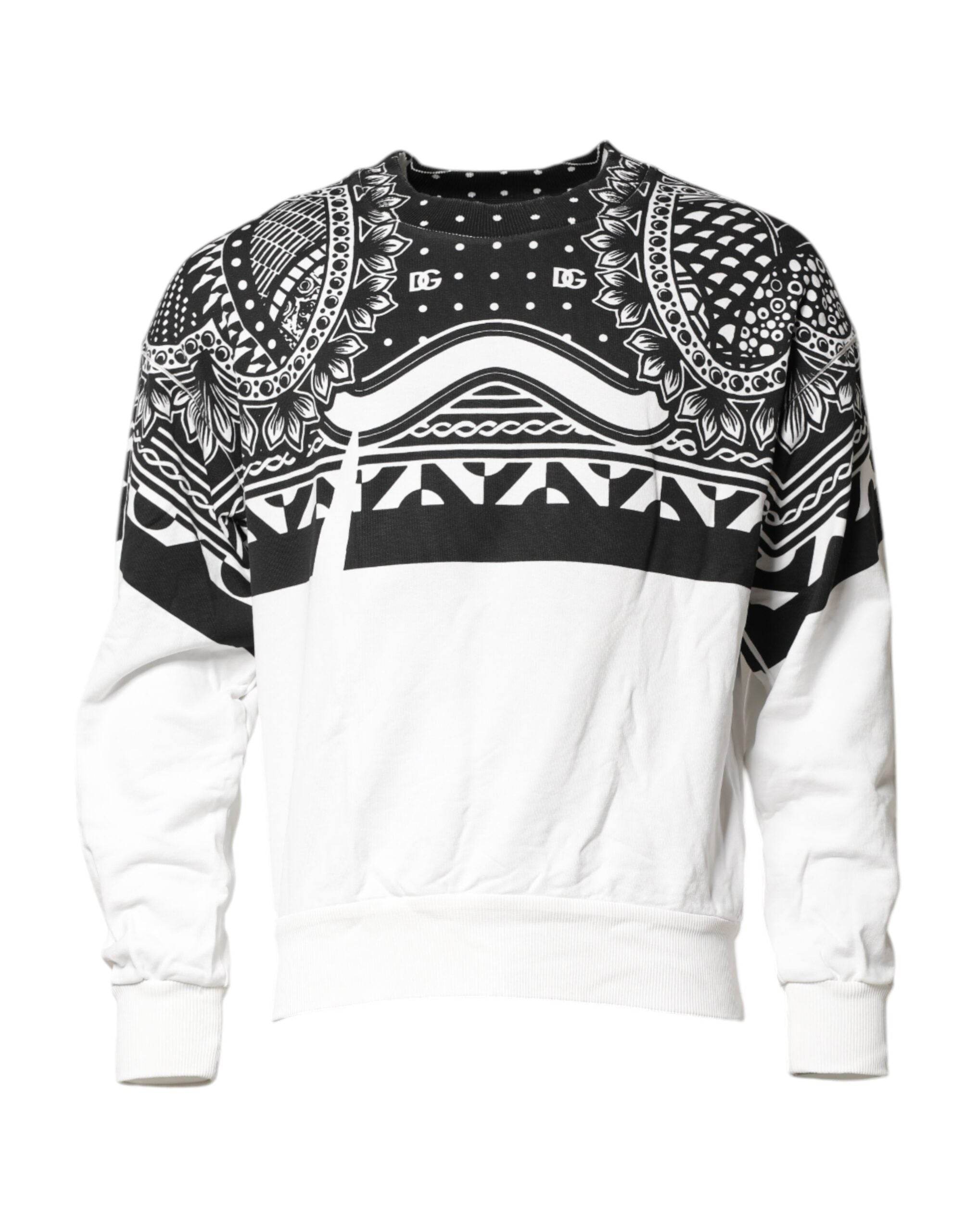 Dolce & Gabbana Black White Bandana Cotton Men Sweatshirt Sweater - Hilstor