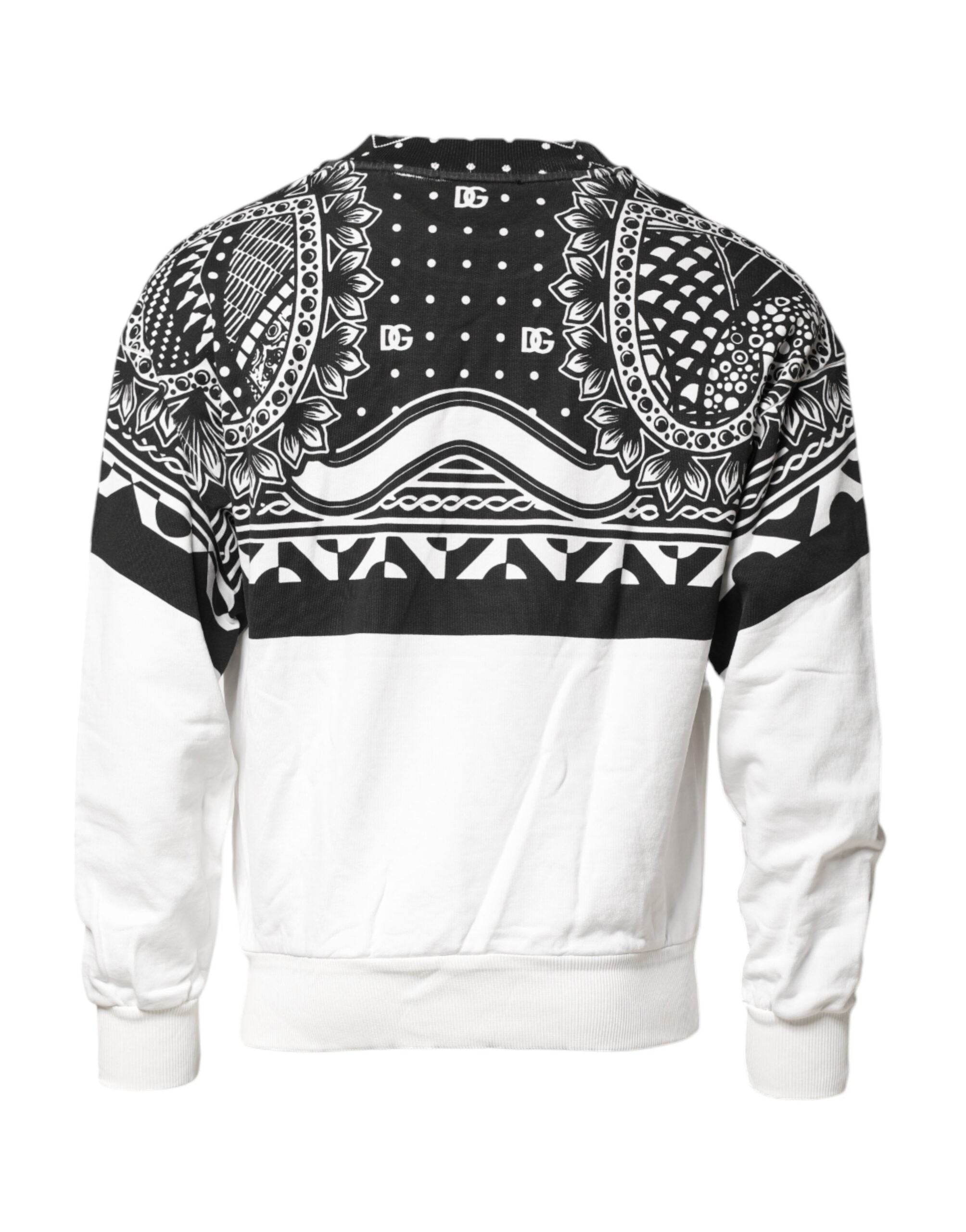 Dolce & Gabbana Black White Bandana Cotton Men Sweatshirt Sweater - Hilstor