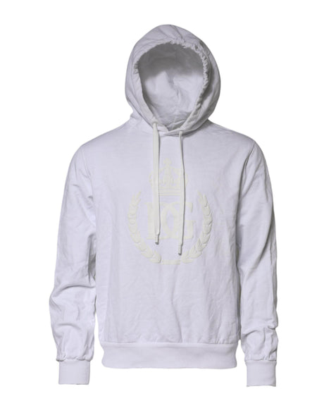 Dolce & Gabbana White Embossed Logo Hooded Sweatshirt Sweater - Hilstor