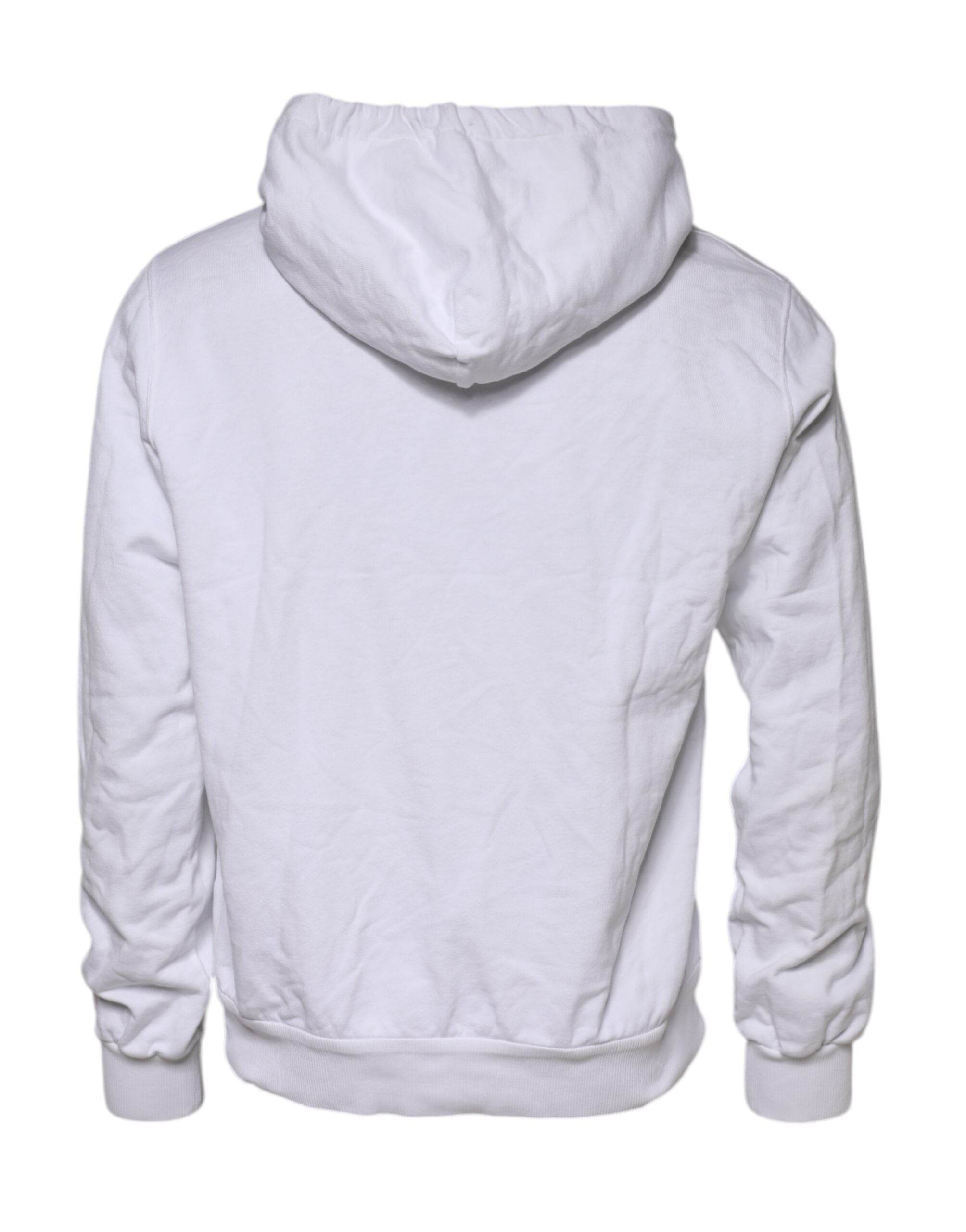 Dolce & Gabbana White Embossed Logo Hooded Sweatshirt Sweater - Hilstor