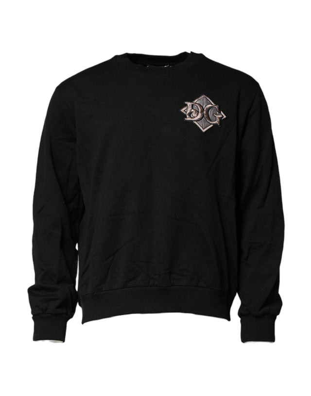 Dolce & Gabbana Black Logo Embroidery Sweatshirt Sweater - Hilstor
