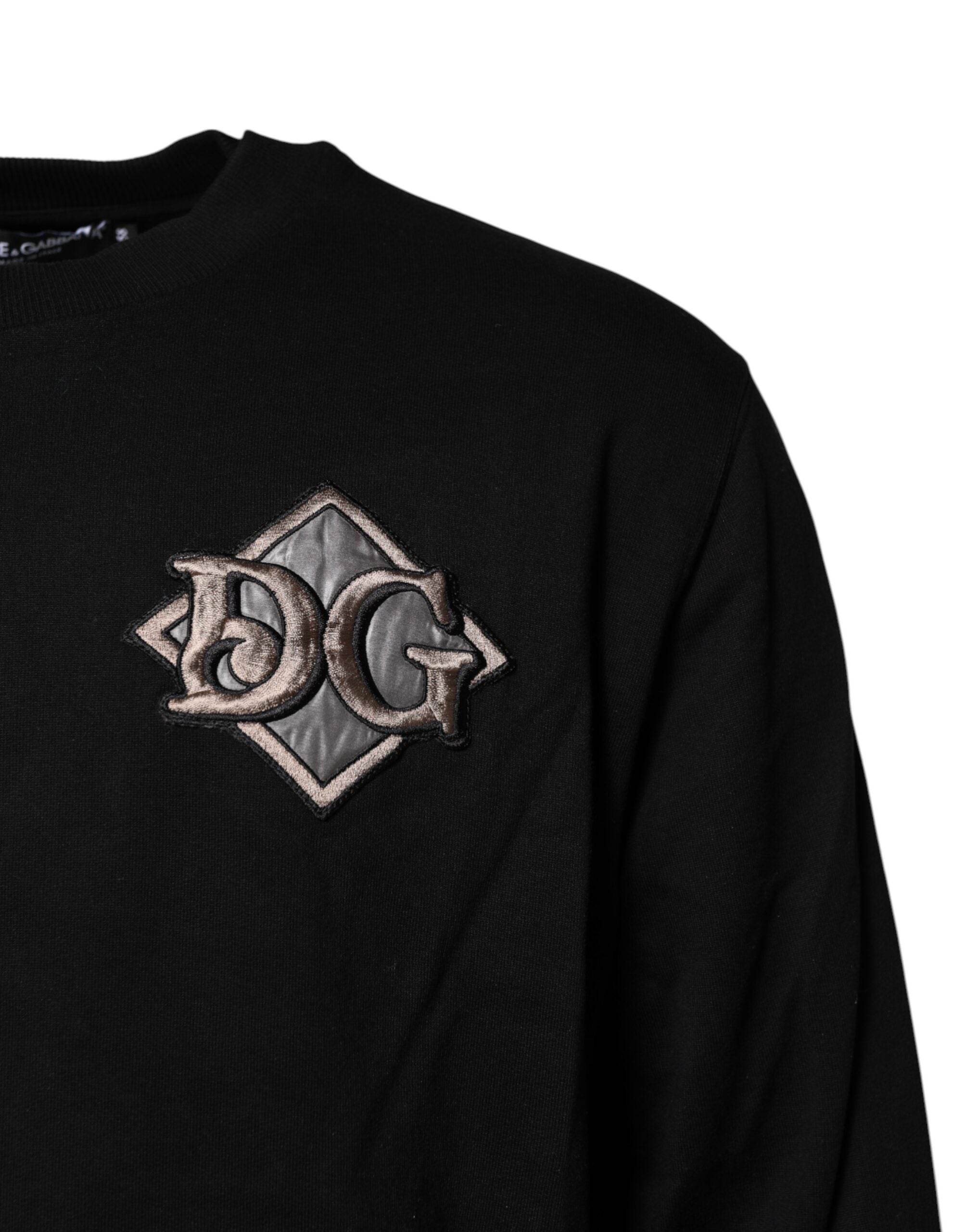 Dolce & Gabbana Black Logo Embroidery Sweatshirt Sweater - Hilstor