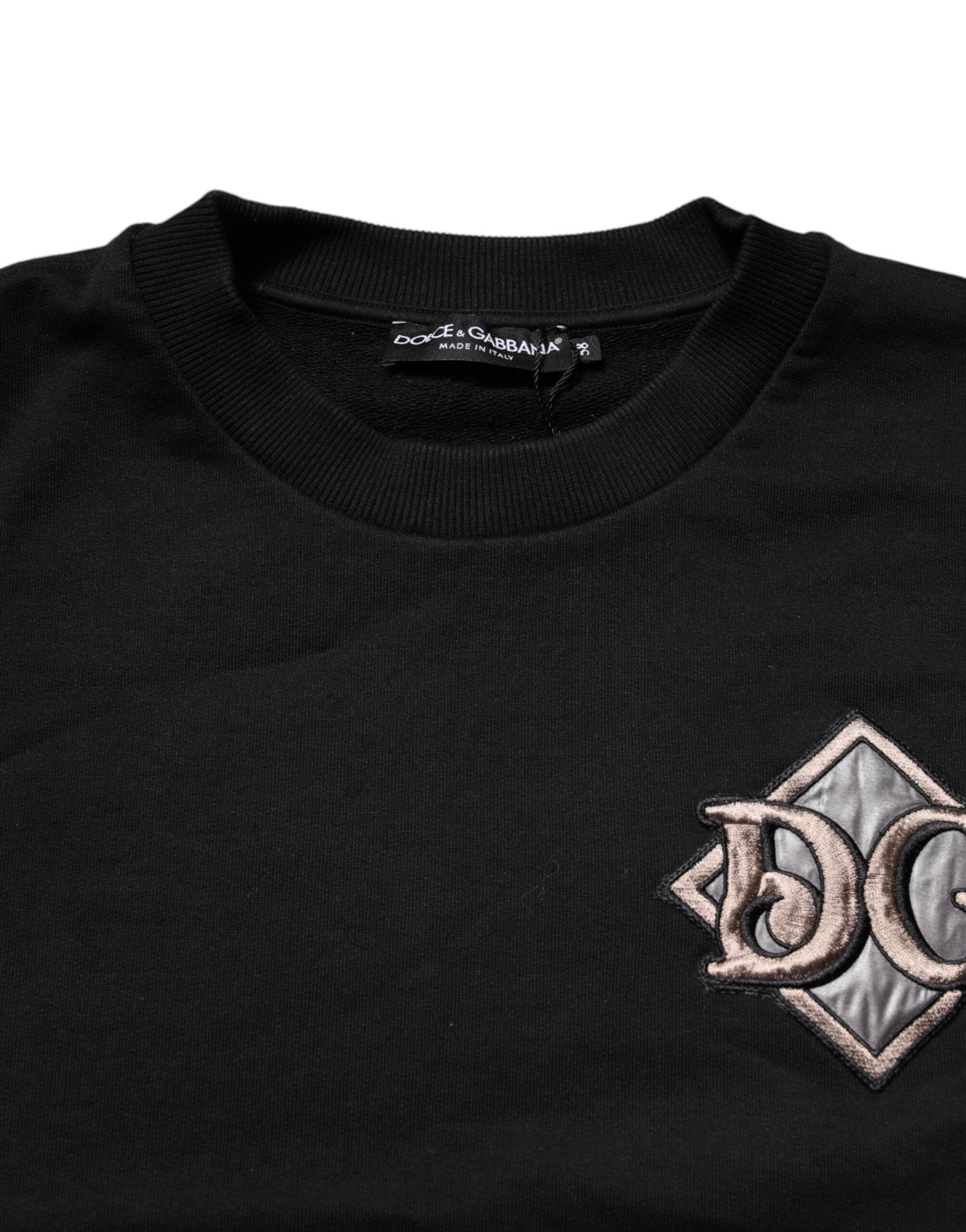 Dolce & Gabbana Black Logo Embroidery Sweatshirt Sweater - Hilstor