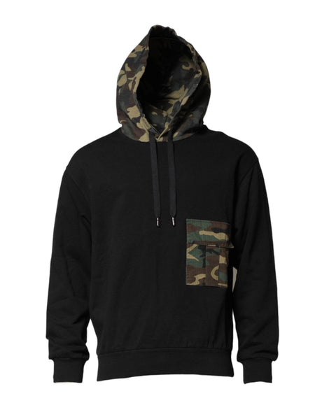 Dolce & Gabbana Black Camouflage Hooded Sweatshirt Sweater - Hilstor