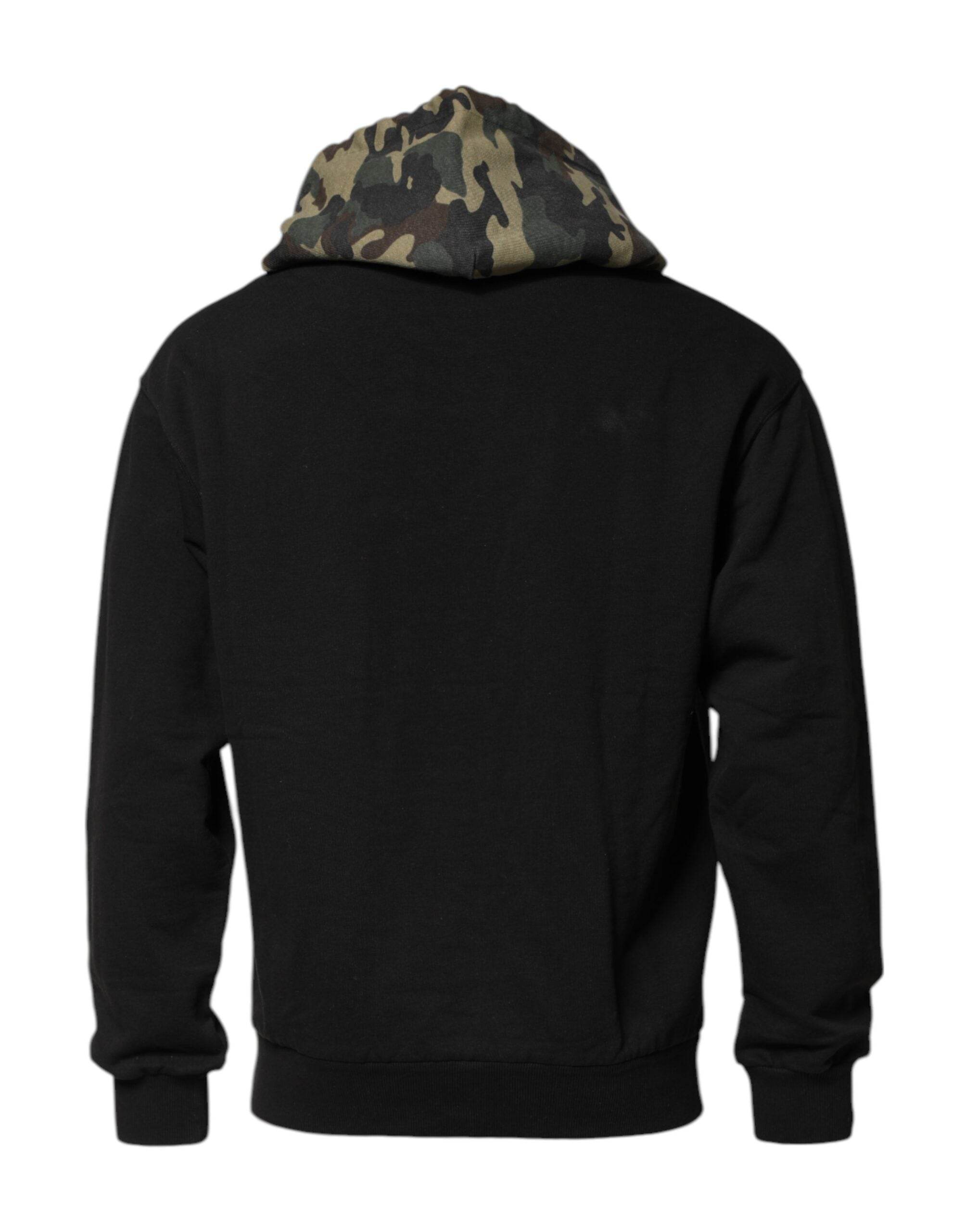 Dolce & Gabbana Black Camouflage Hooded Sweatshirt Sweater - Hilstor