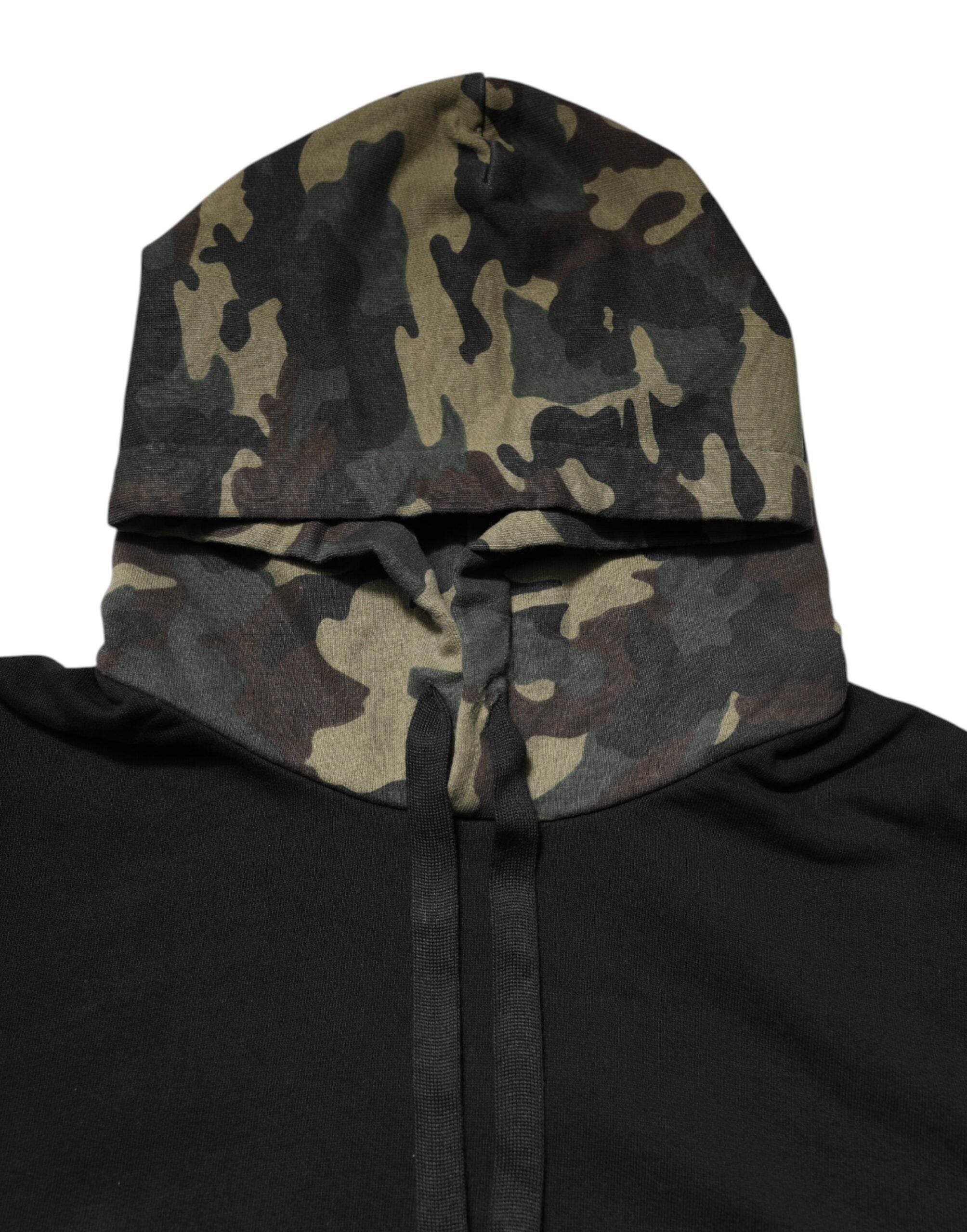 Dolce & Gabbana Black Camouflage Hooded Sweatshirt Sweater - Hilstor