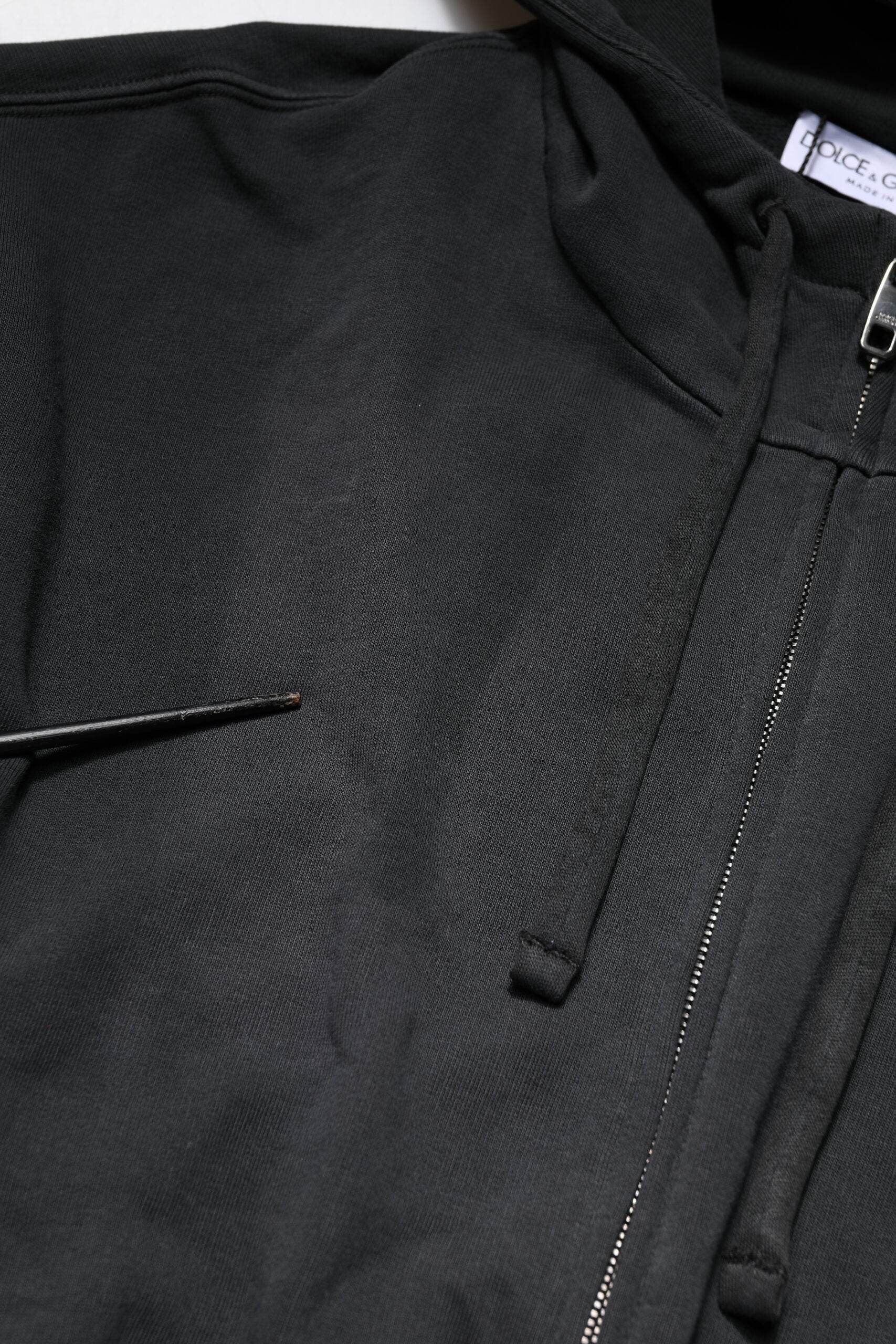 Dolce & Gabbana Black Logo Full Zip Hooded Men Sweatshirt Sweater - Hilstor