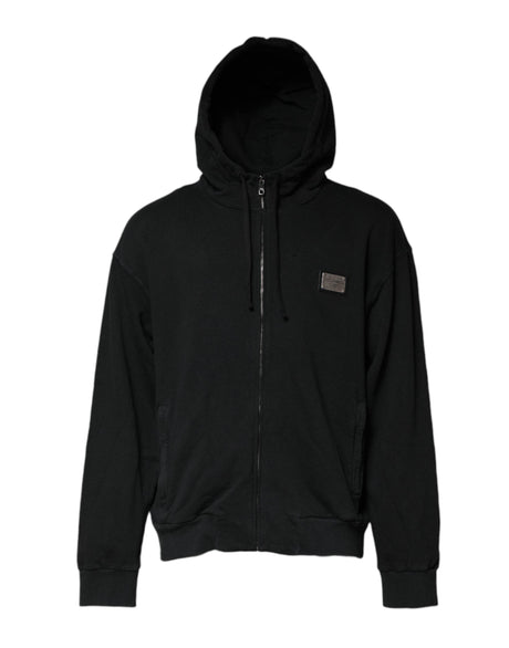Dolce & Gabbana Black Logo Full Zip Hooded Men Sweatshirt Sweater - Hilstor