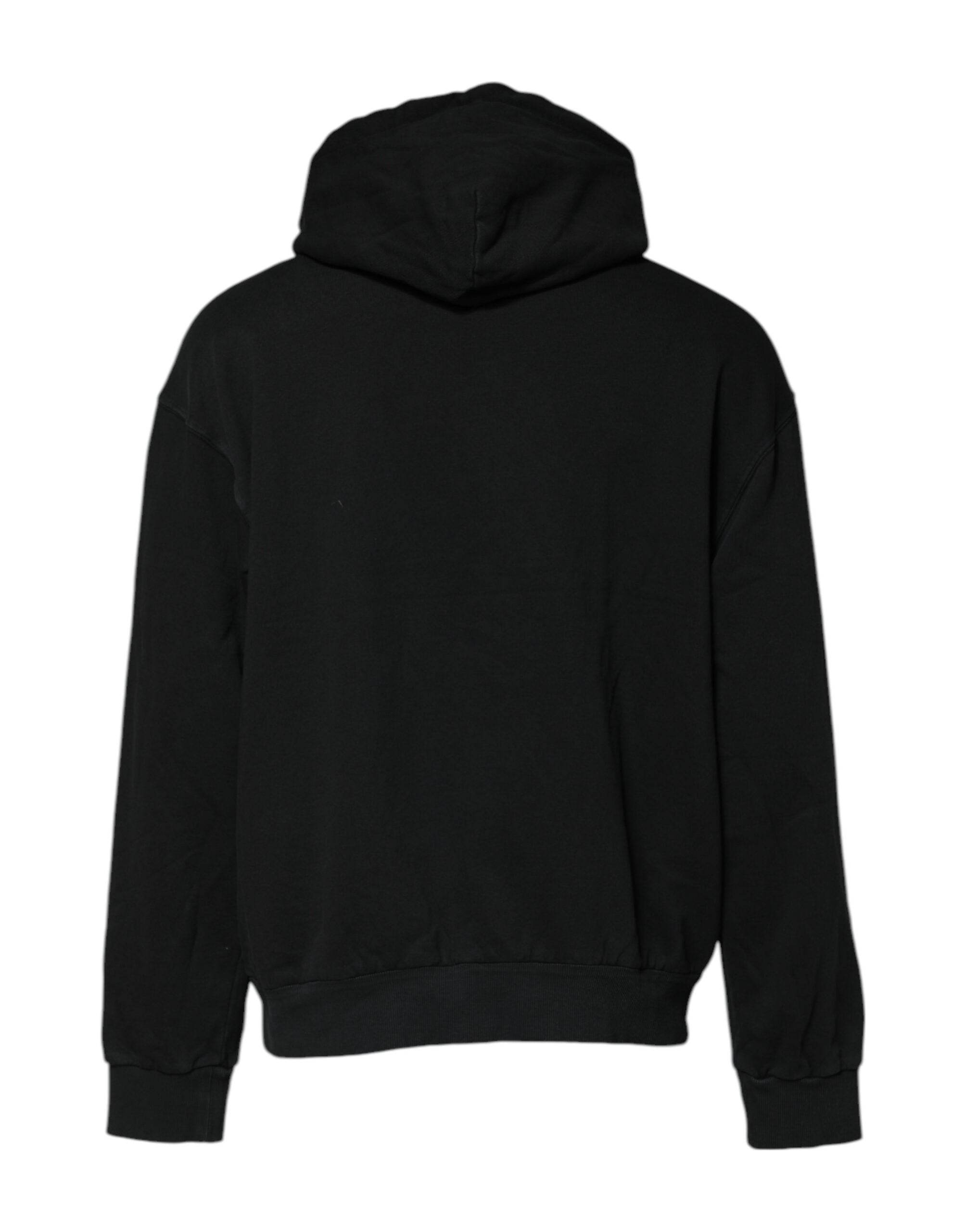 Dolce & Gabbana Black Logo Full Zip Hooded Men Sweatshirt Sweater - Hilstor