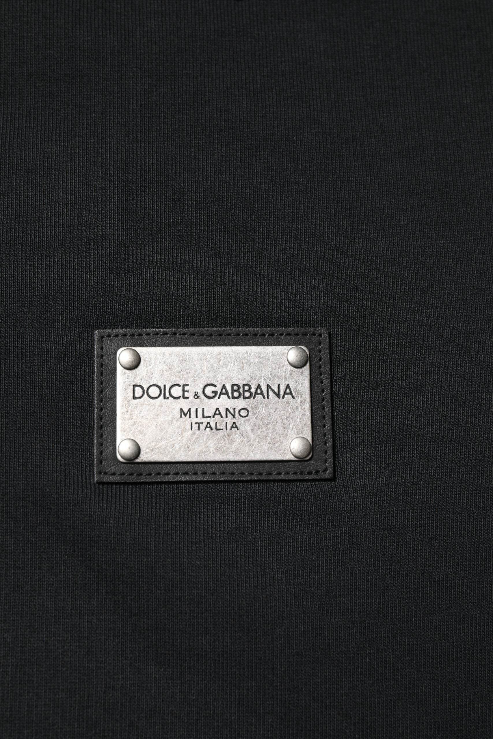 Dolce & Gabbana Black Logo Full Zip Hooded Men Sweatshirt Sweater - Hilstor