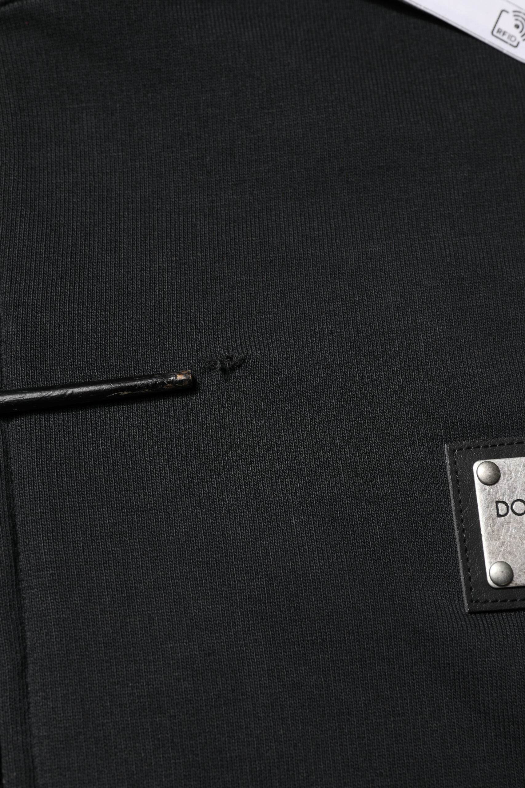 Dolce & Gabbana Black Logo Full Zip Hooded Men Sweatshirt Sweater - Hilstor