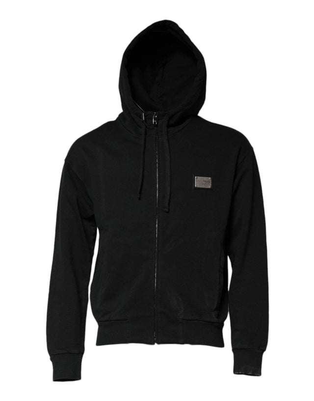 Dolce & Gabbana Black Logo Full Zip Hooded Men Sweatshirt Sweater - Hilstor