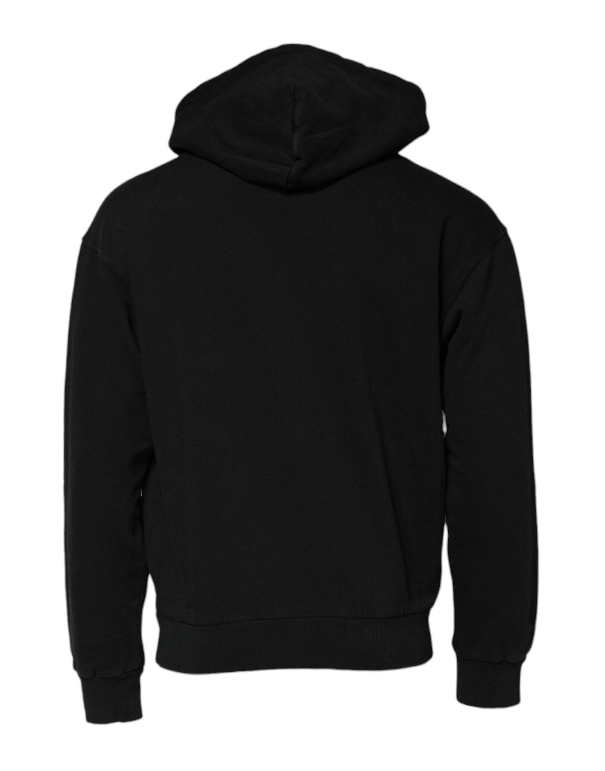 Dolce & Gabbana Black Logo Full Zip Hooded Men Sweatshirt Sweater - Hilstor